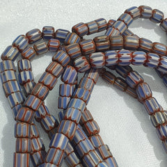 Antique Venetian inspired African Blue Glass 6 layers Chevron Beads Necklace