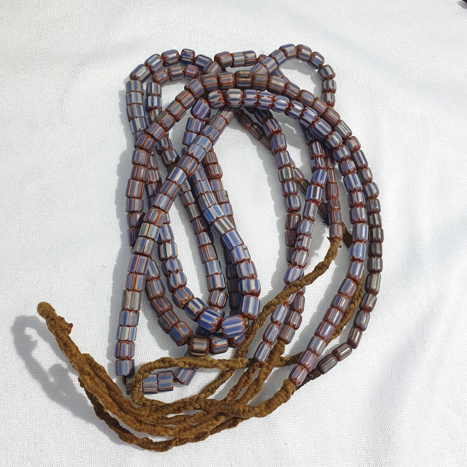 Antique Venetian inspired African Blue Glass 6 layers Chevron Beads Necklace