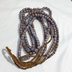Antique Venetian inspired African Blue Glass 6 layers Chevron Beads Necklace