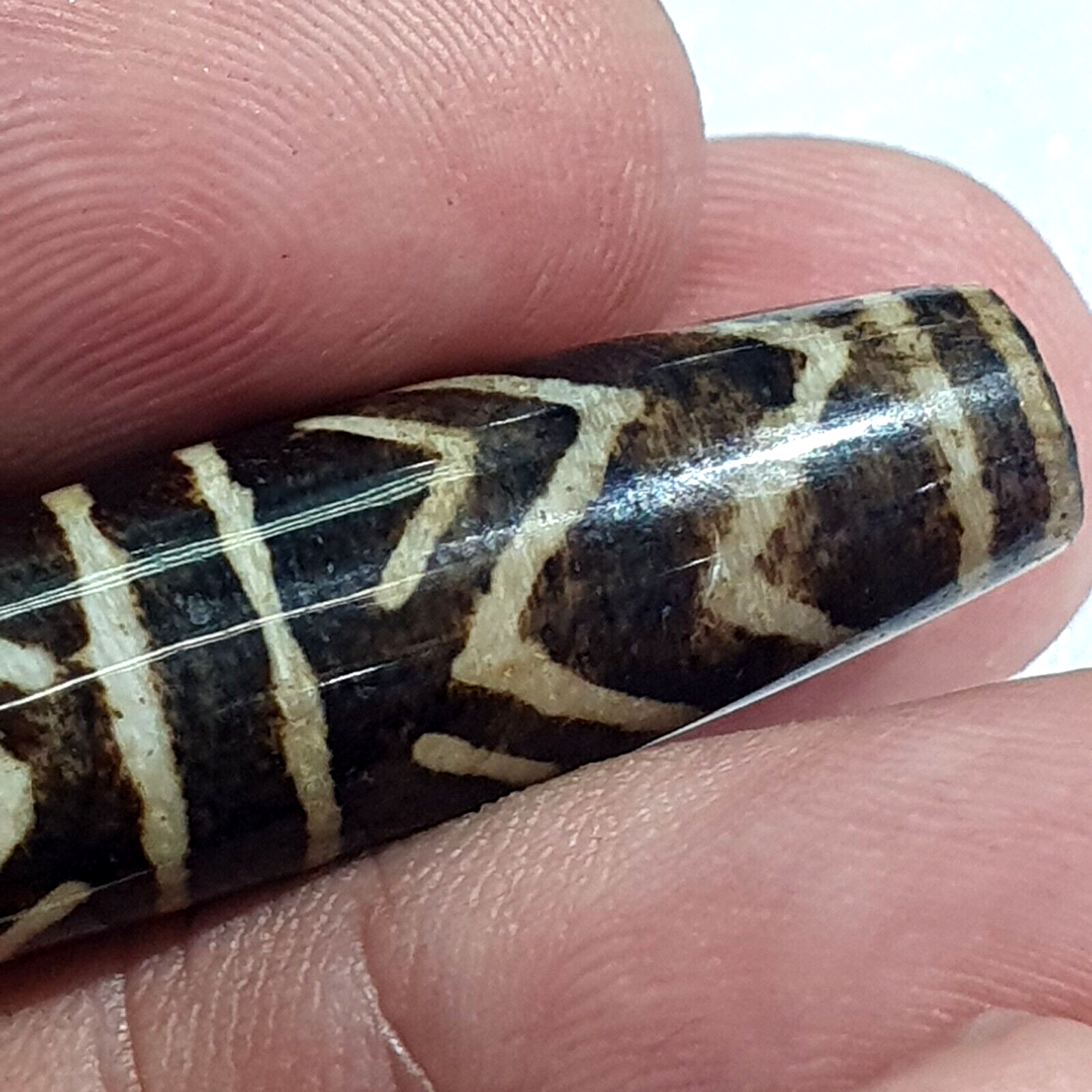 Vintage South Asian Burma Old Pumtek pyu beads petrified Wood Stone bead -L1