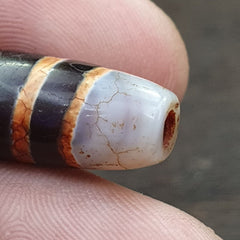 Antique Rusted Tibetan 4 stripes dzi Agate bead old amulet Tibet gzi pendant