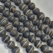 Vintage African White Stripes Black Glass Antique Beads 17-18MM