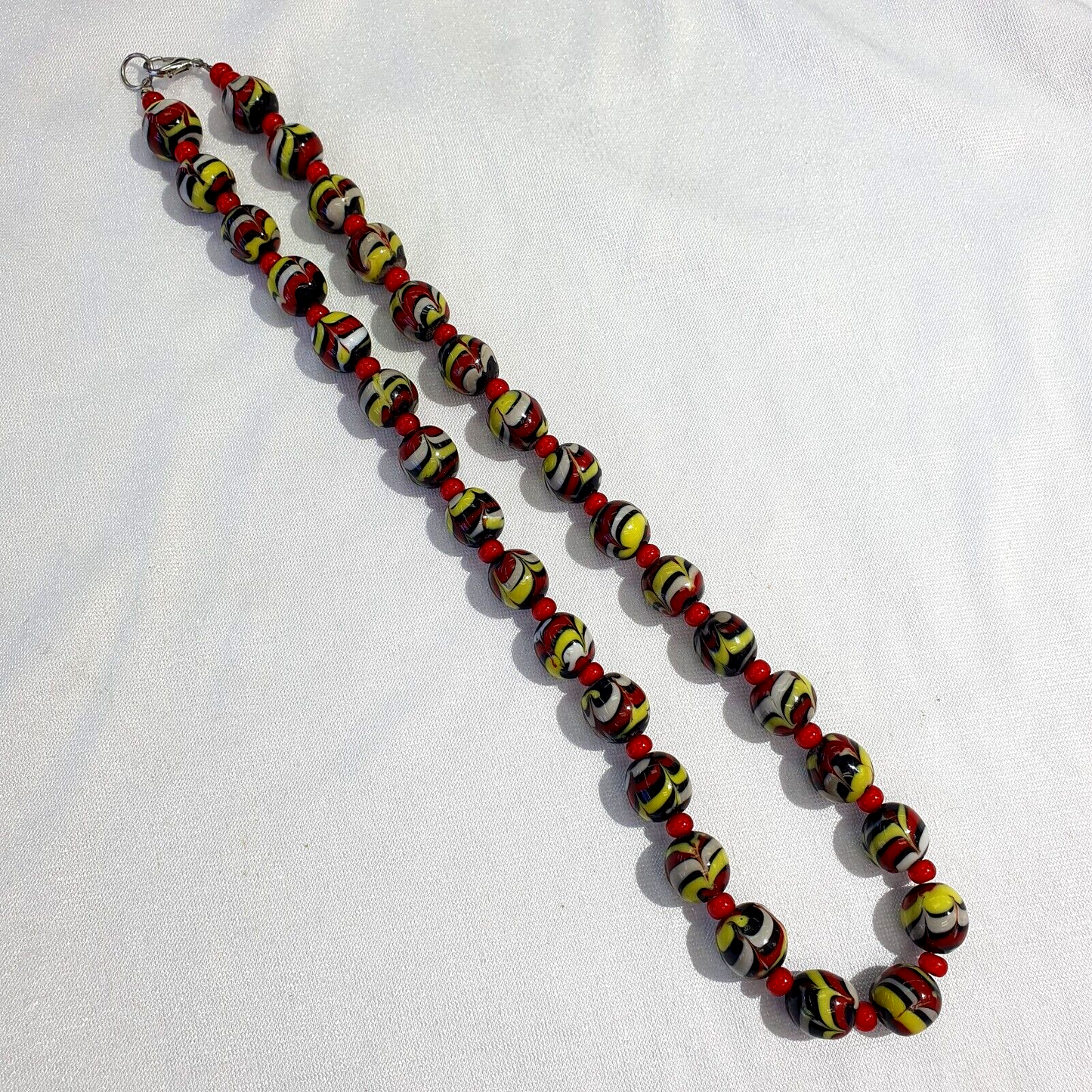 彩色玻璃白心威尼斯玻璃珠項鍊 BB-11