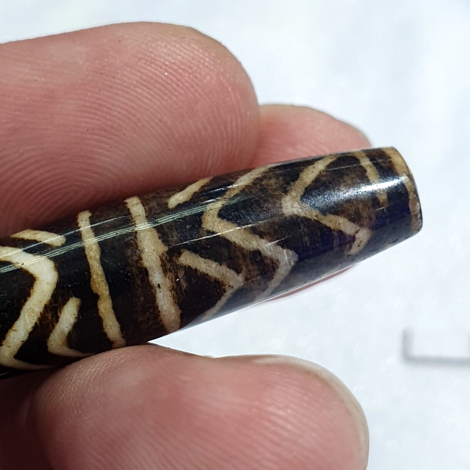 Vintage South Asian Burma Old Pumtek pyu beads petrified Wood Stone bead -L1