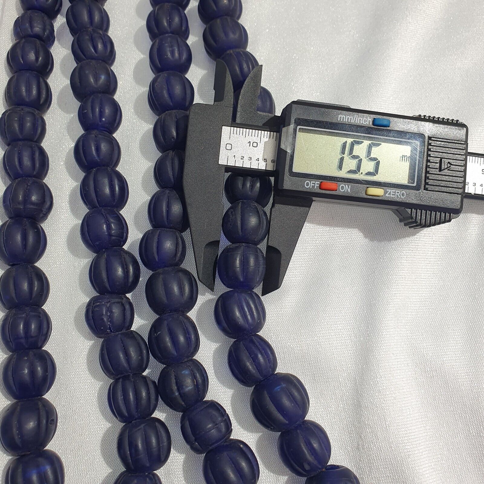Vintage Cobalt Blue GLASS ANTIQUE BEADS 15-16MM necklace