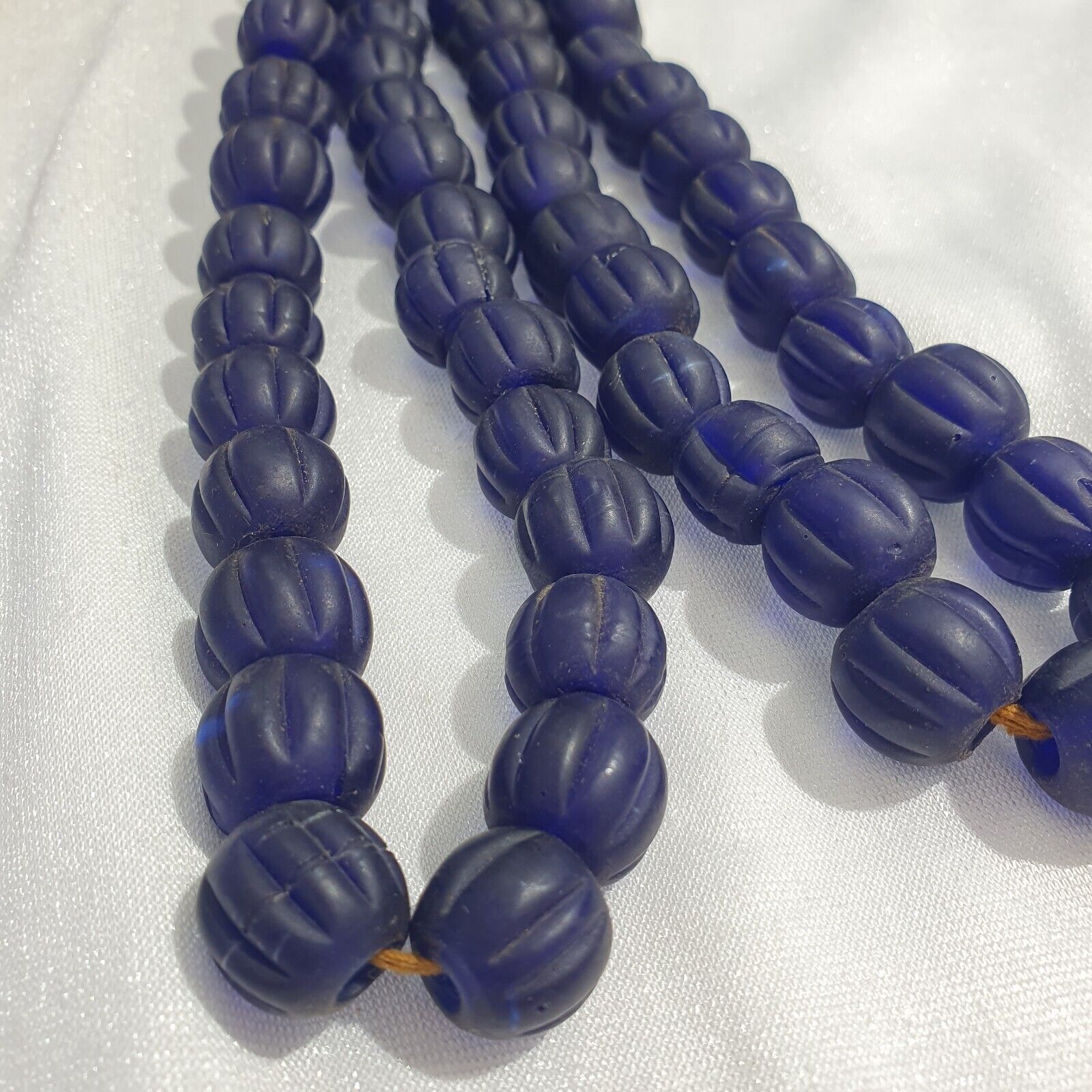 Vintage Cobalt Blue GLASS ANTIQUE BEADS 15-16MM necklace