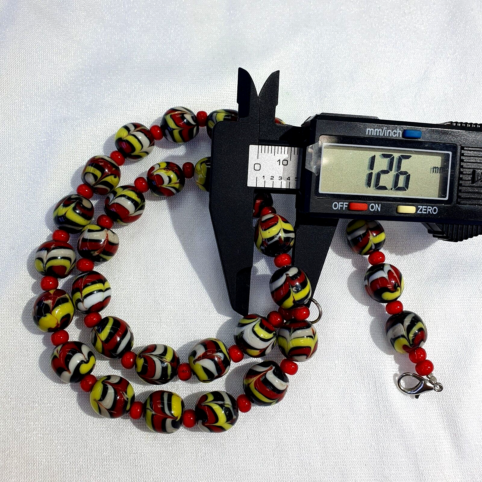 Colorful Glass and White Heart Venetian Glass Beads Necklace BB-11