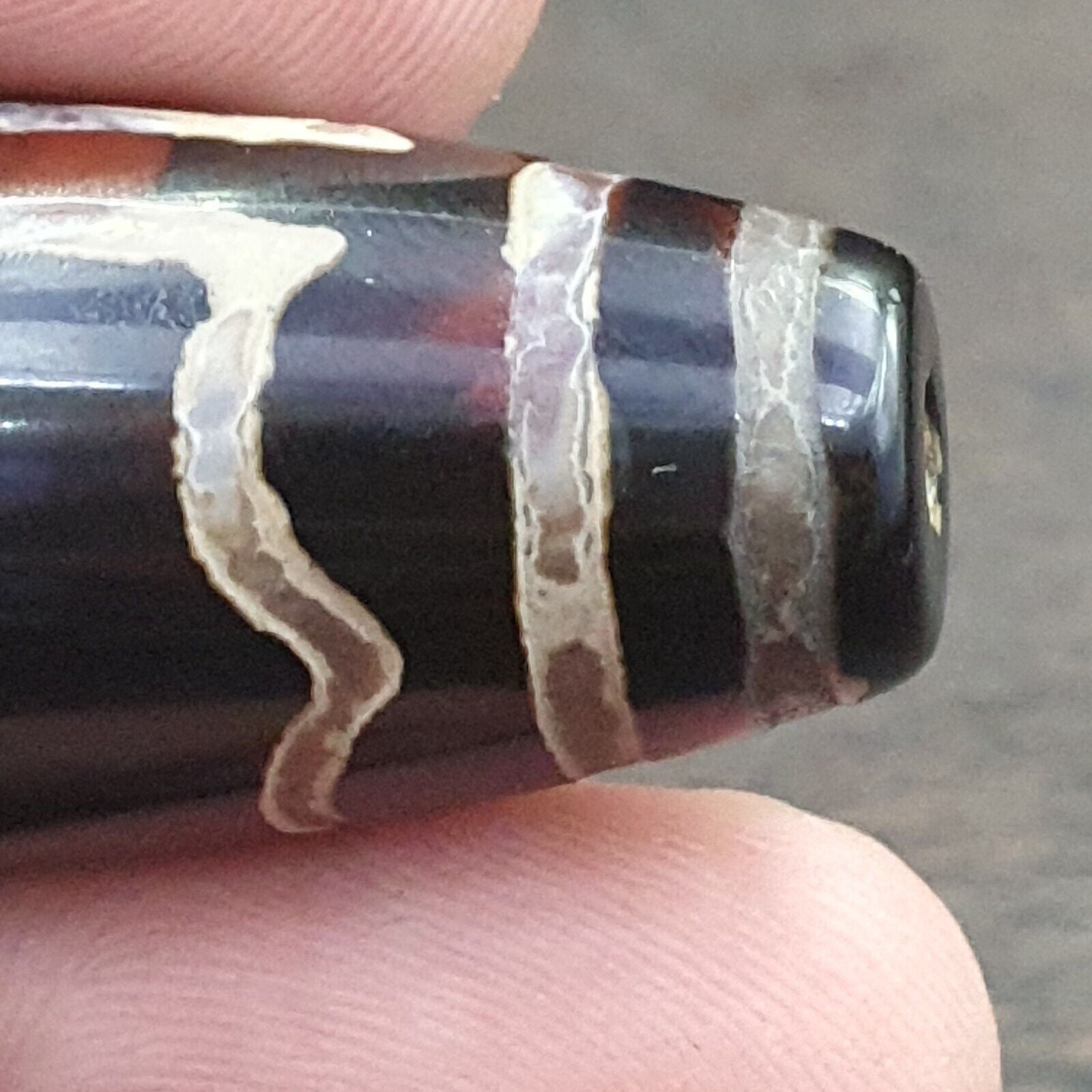 Huge Vintage HIMALAYAN Tibetan Etched Agate Large bead Decorated bead