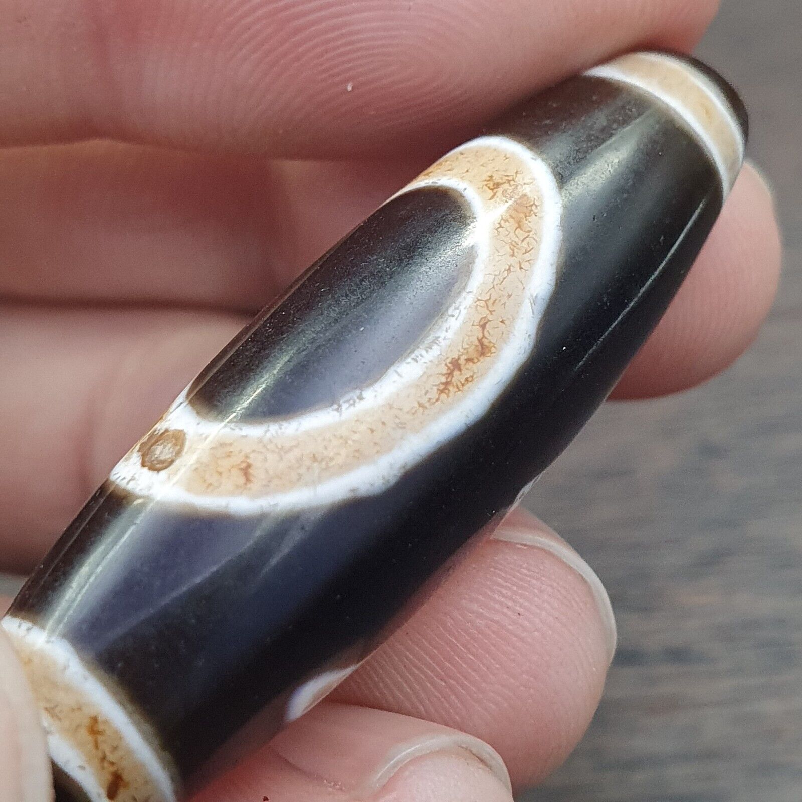 Wonderful Himalayan Tibetan Rare pattern Dzi Bead Amulet Eyes agate bead