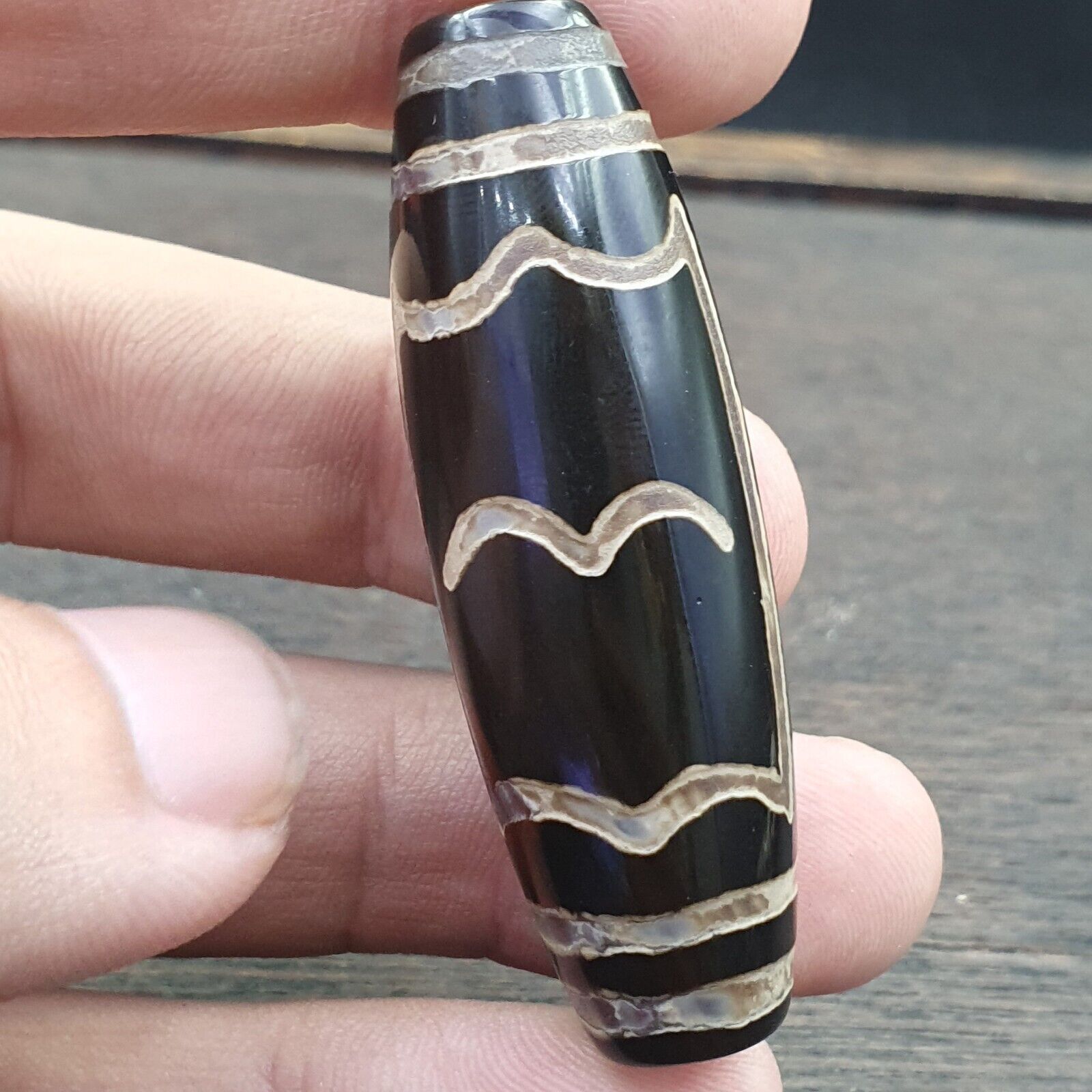 Huge Vintage HIMALAYAN Tibetan Etched Agate Large bead Decorated bead