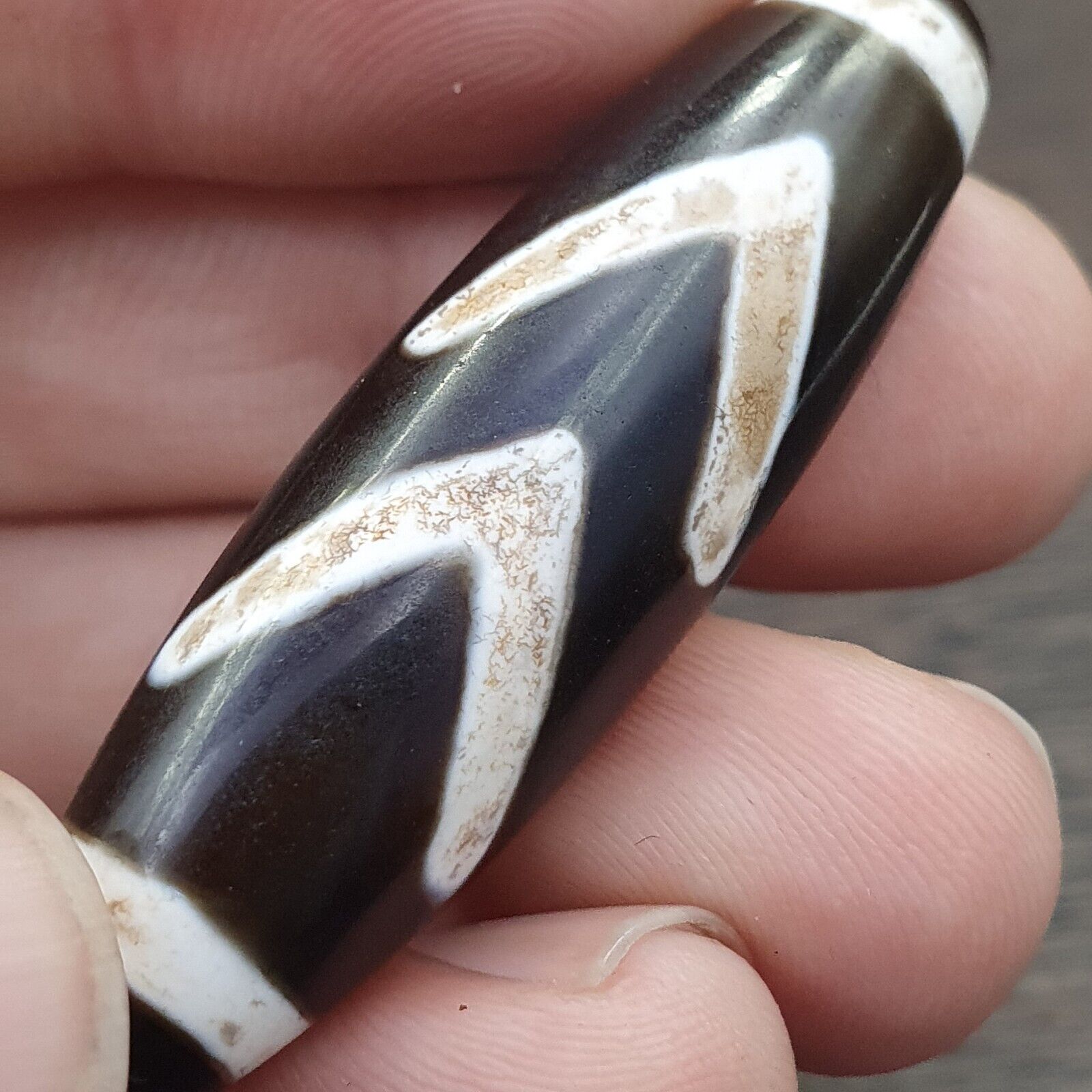 Wonderful Himalayan Tibetan Rare pattern Dzi Bead Amulet Eyes agate bead