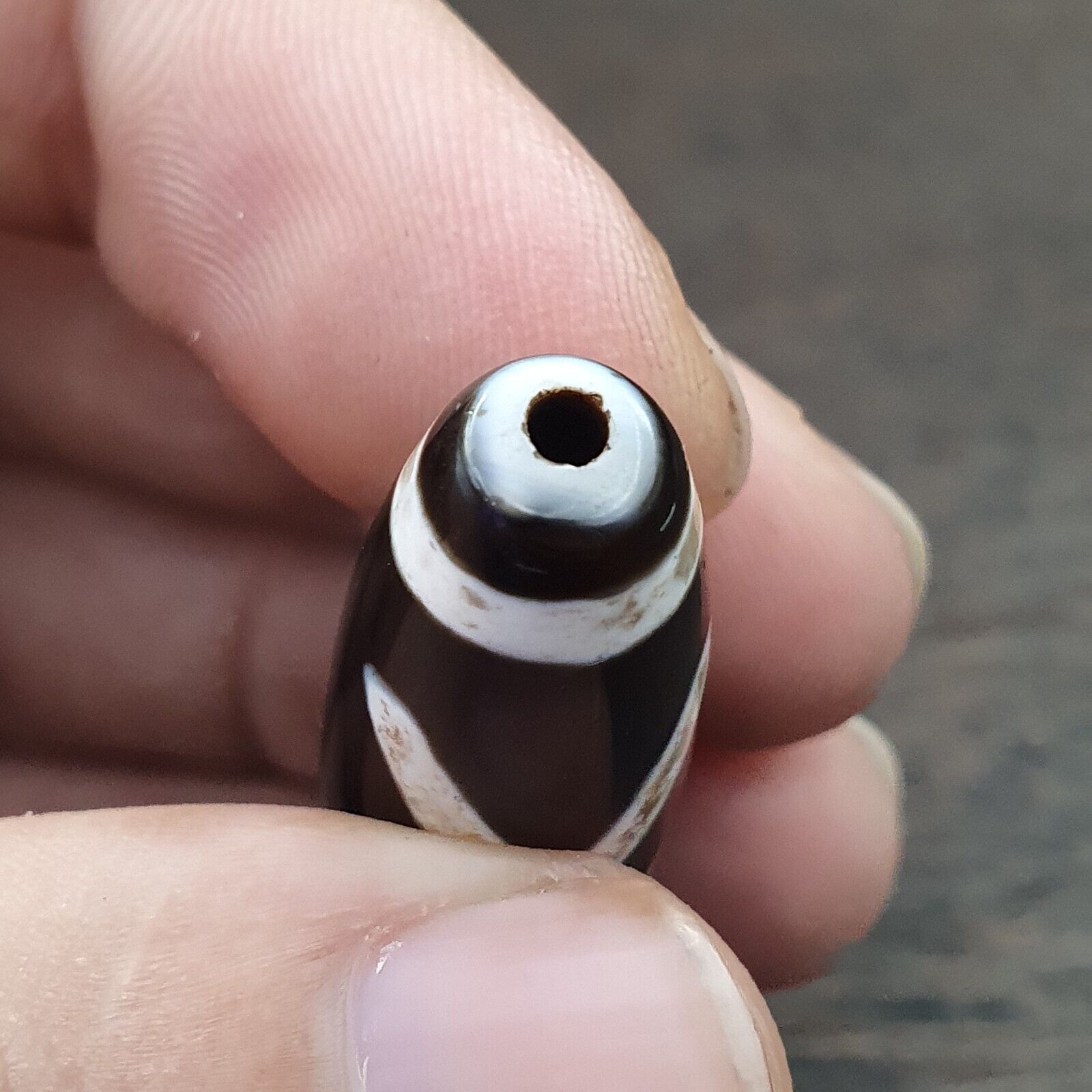 Wonderful Himalayan Tibetan Rare pattern Dzi Bead Amulet Eyes agate bead