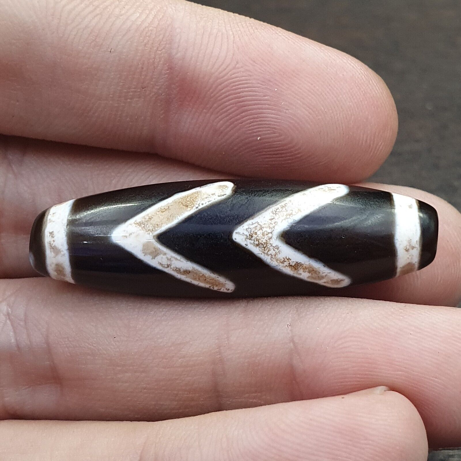 Wonderful Himalayan Tibetan Rare pattern Dzi Bead Amulet Eyes agate bead