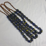 Vintage Beautiful Old African Yellow Stripes Blue Glass Antique Beads 20x12MM