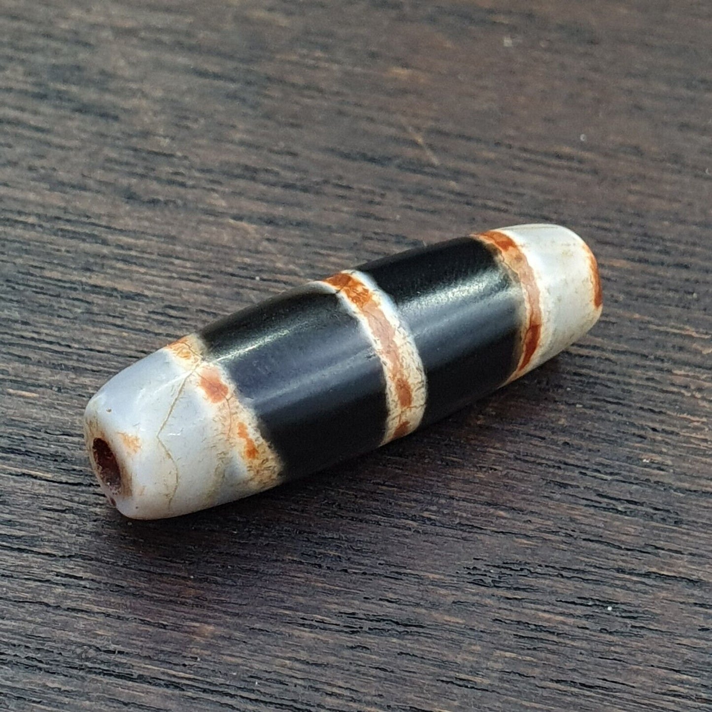 Tibetische 3 Streifen Dzi Achat Perle altes Amulett 3 Linien Muster Tibet Gzi Anhänger