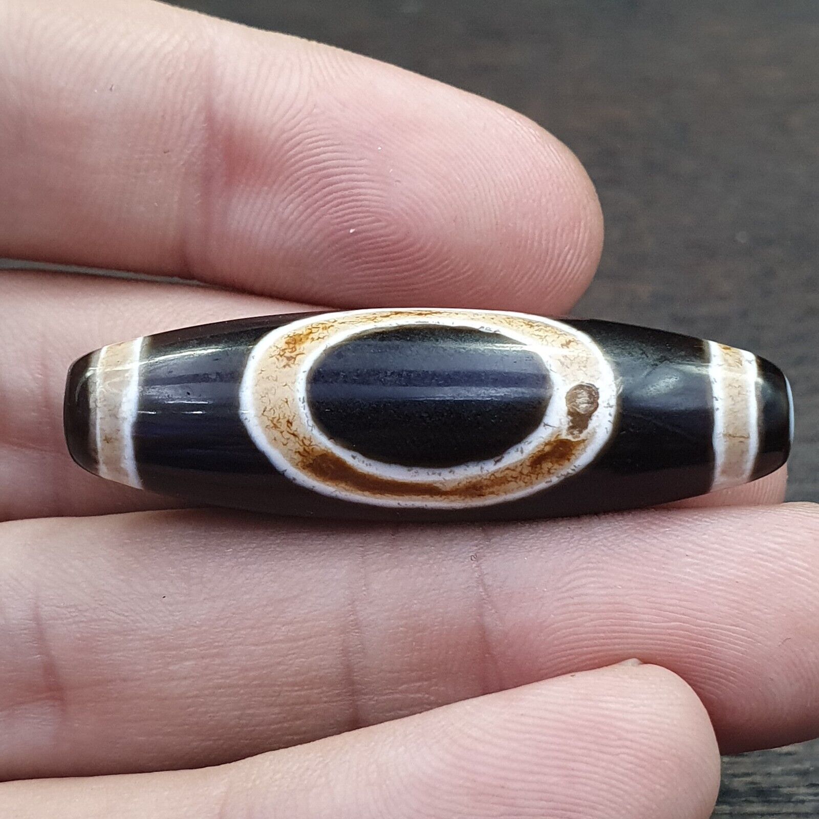Wonderful Himalayan Tibetan Rare pattern Dzi Bead Amulet Eyes agate bead