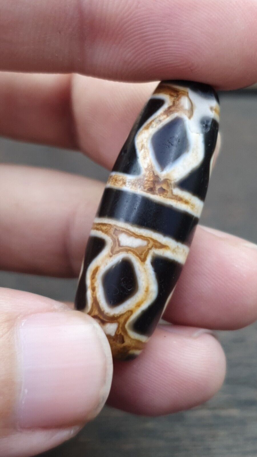 POWERFUL! Vintage Tharu Tibet Very Rare Tibetan Dzi Bead Amulet Dzi