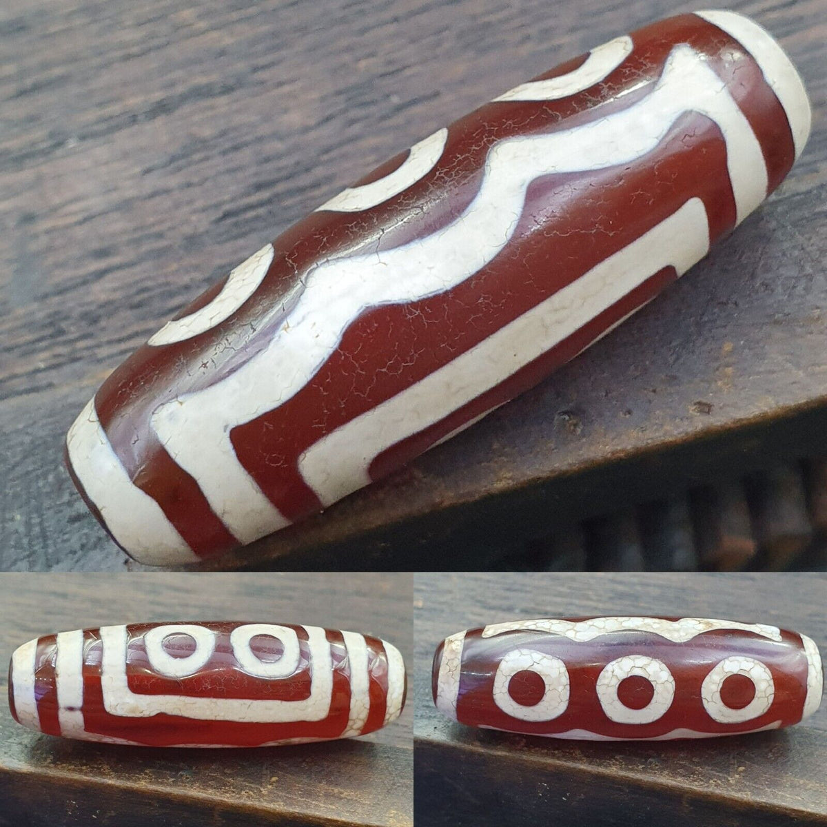Antique HIMALAYAN Indo Tibetan Central Asian Etched Agate bead