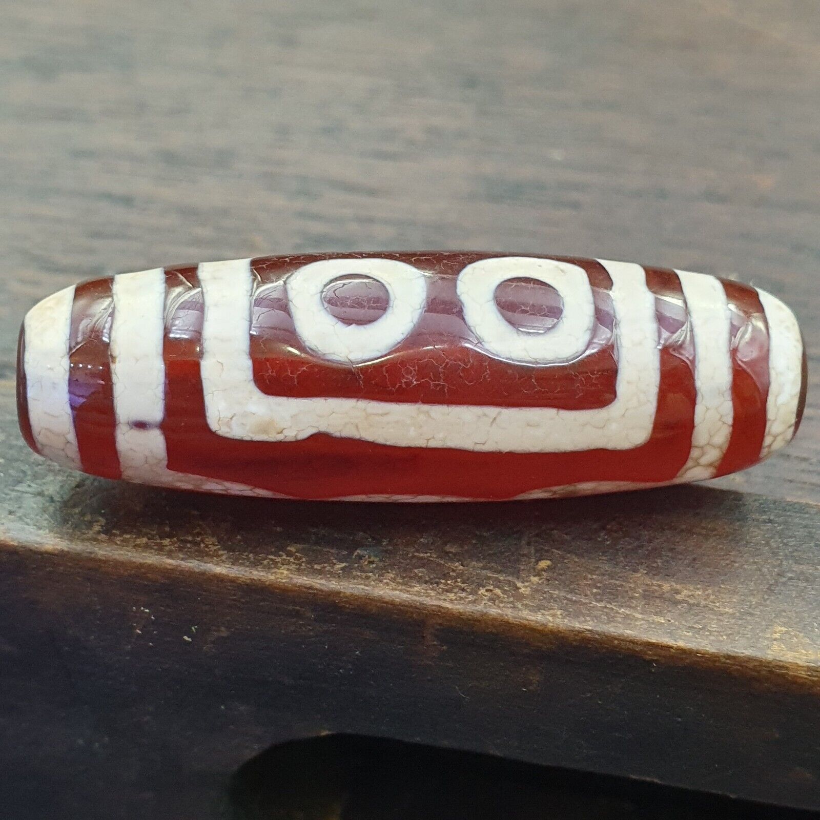 Antique HIMALAYAN Indo Tibetan Central Asian Etched Agate bead