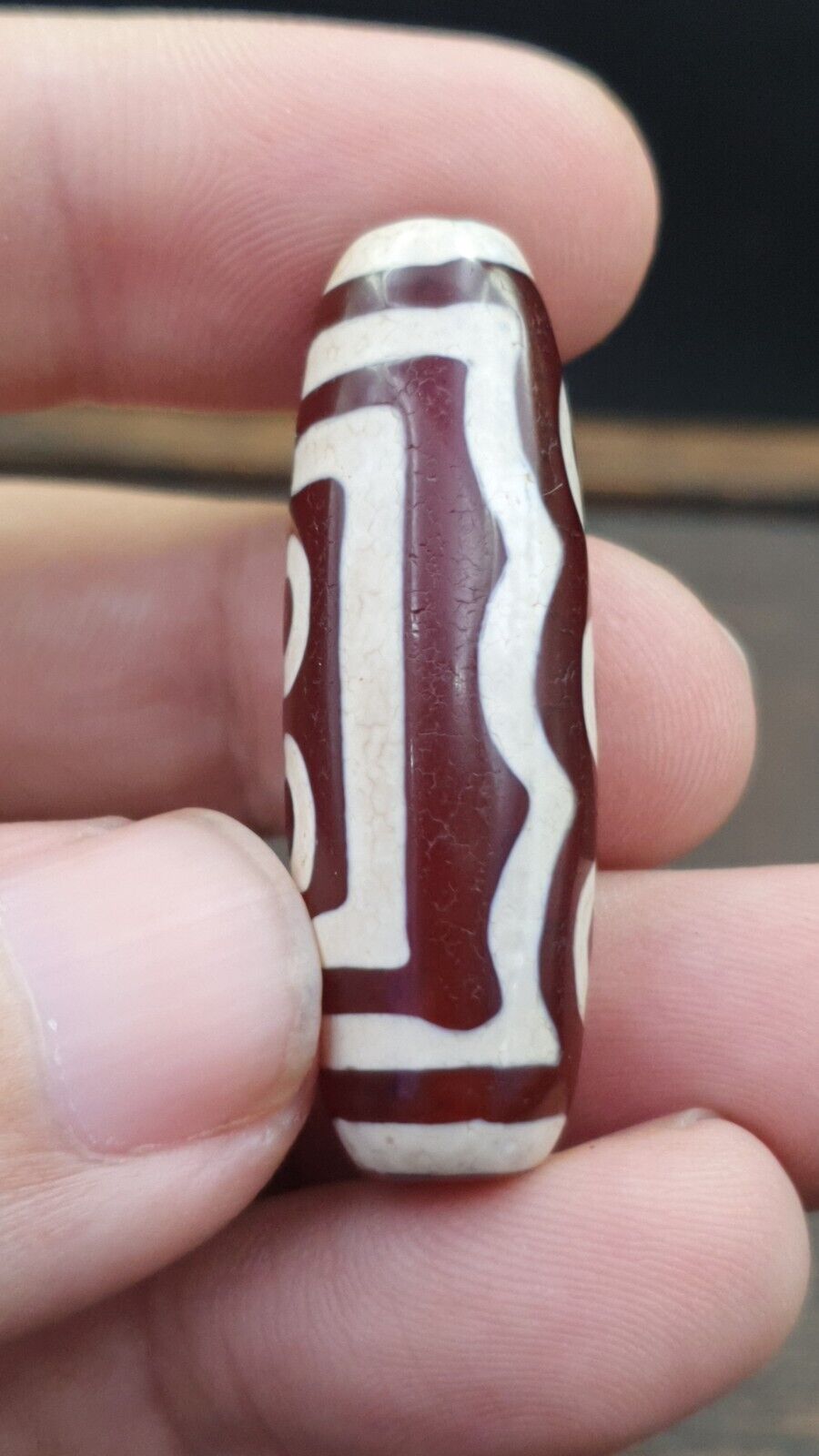 Antique HIMALAYAN Indo Tibetan Central Asian Etched Agate bead