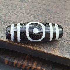 Antique Old Tibetan Circle Square Eyes Agate stone Dzi Bead Amulet