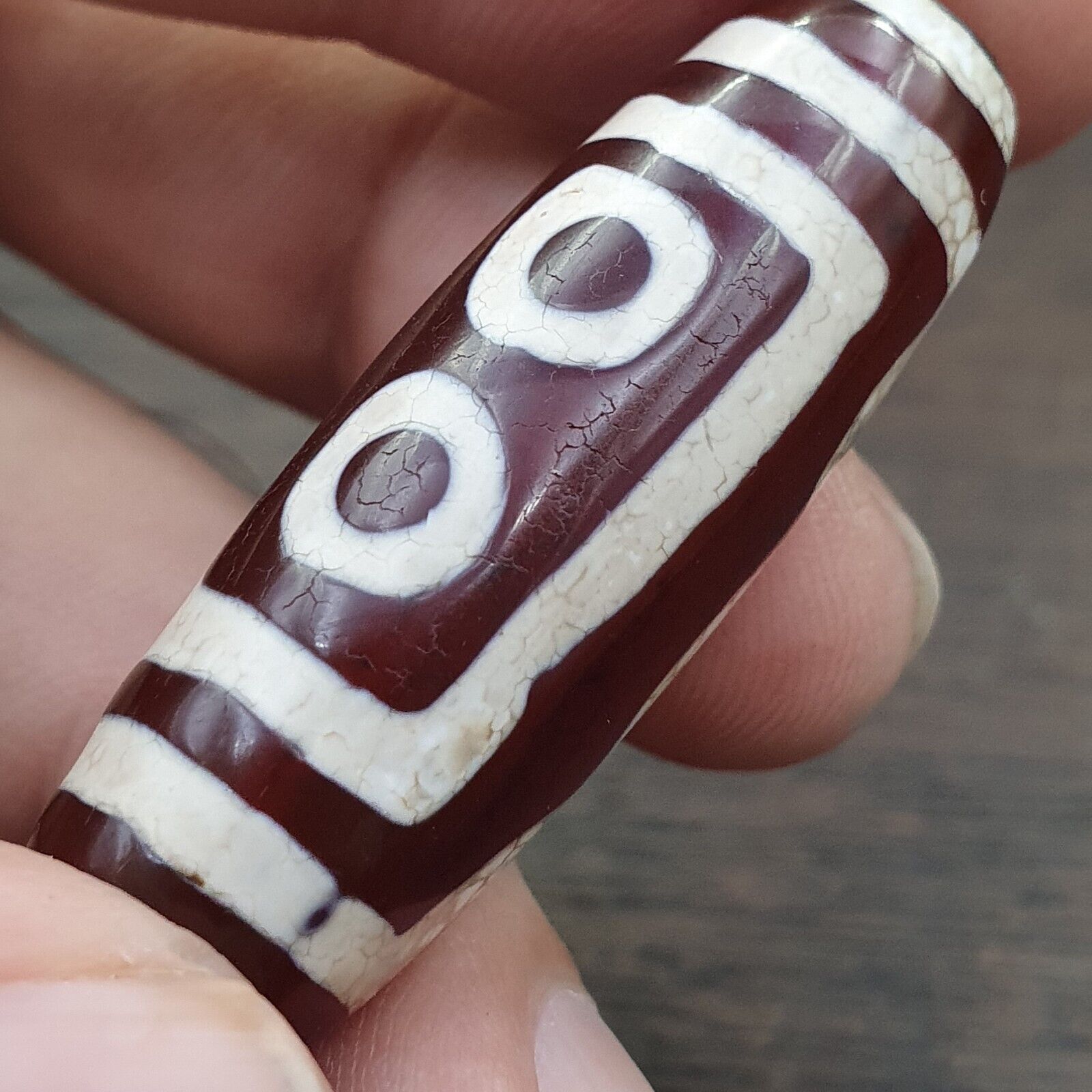 Antique HIMALAYAN Indo Tibetan Central Asian Etched Agate bead