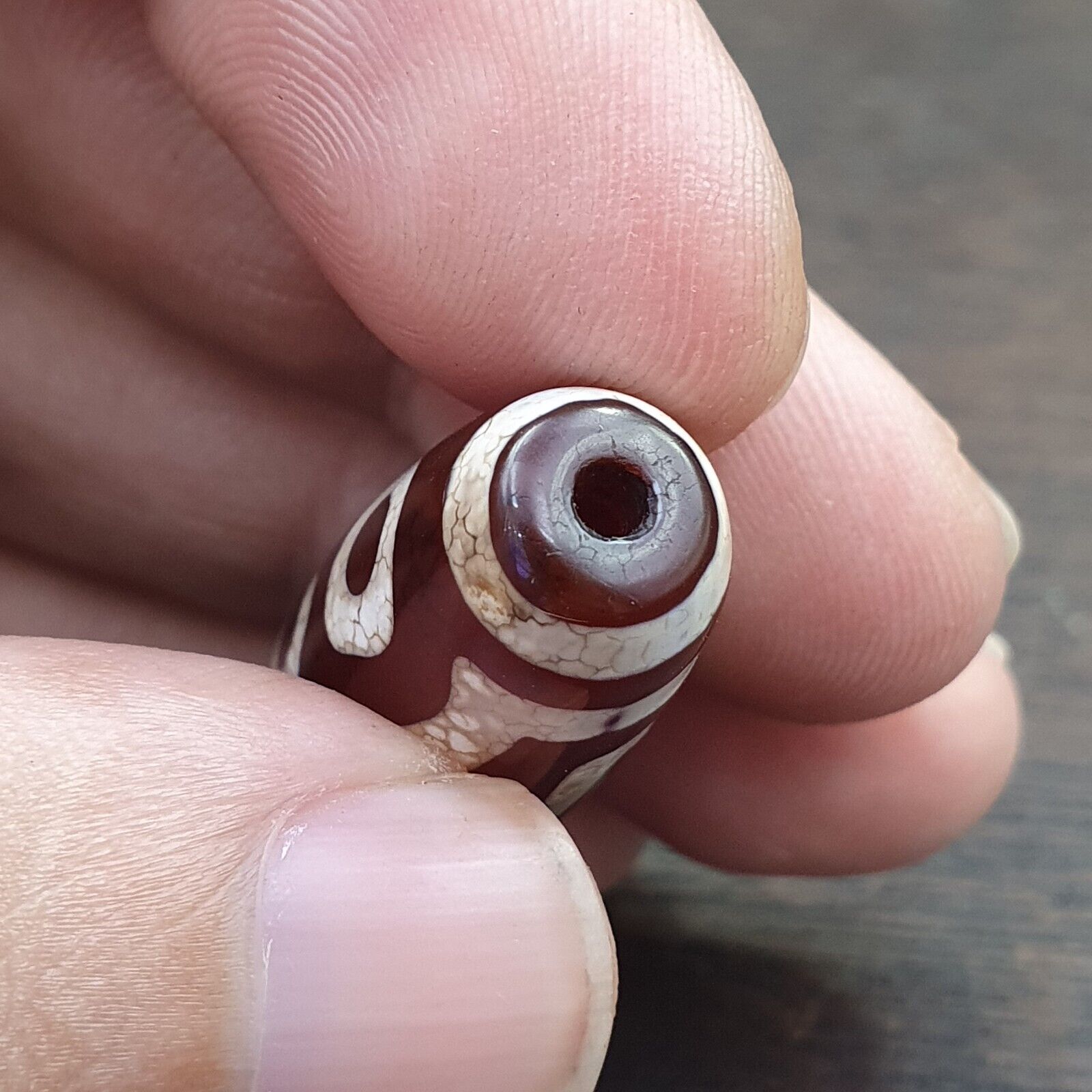 Antique HIMALAYAN Indo Tibetan Central Asian Etched Agate bead