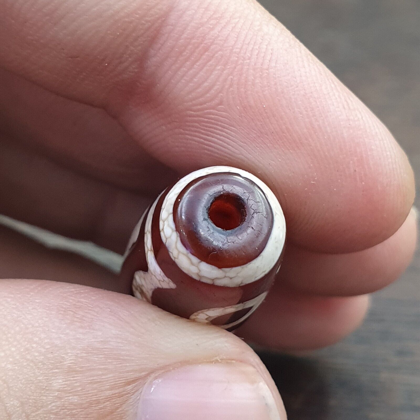 Antique HIMALAYAN Indo Tibetan Central Asian Etched Agate bead