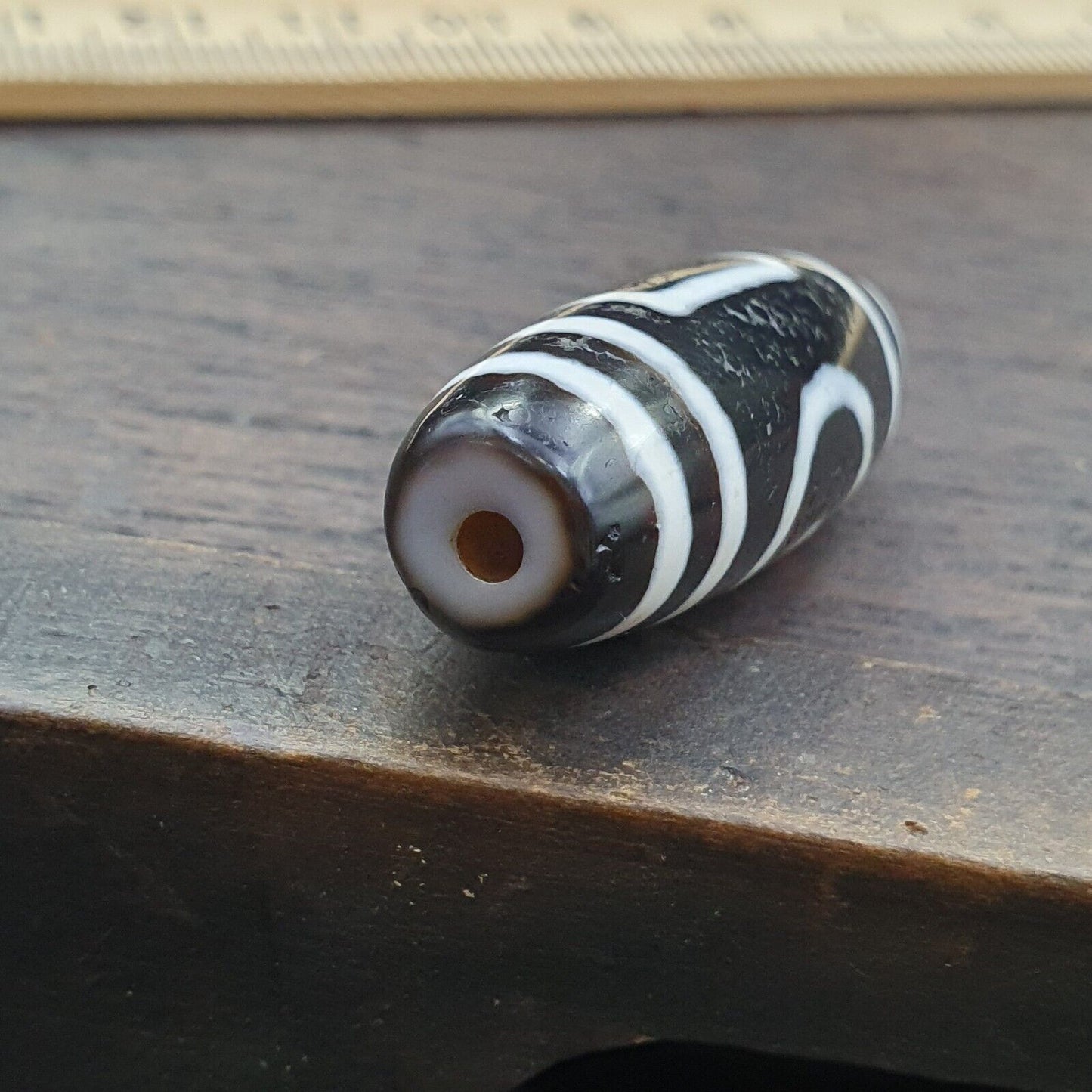 古董老西藏圓形方眼瑪瑙石天珠護身符