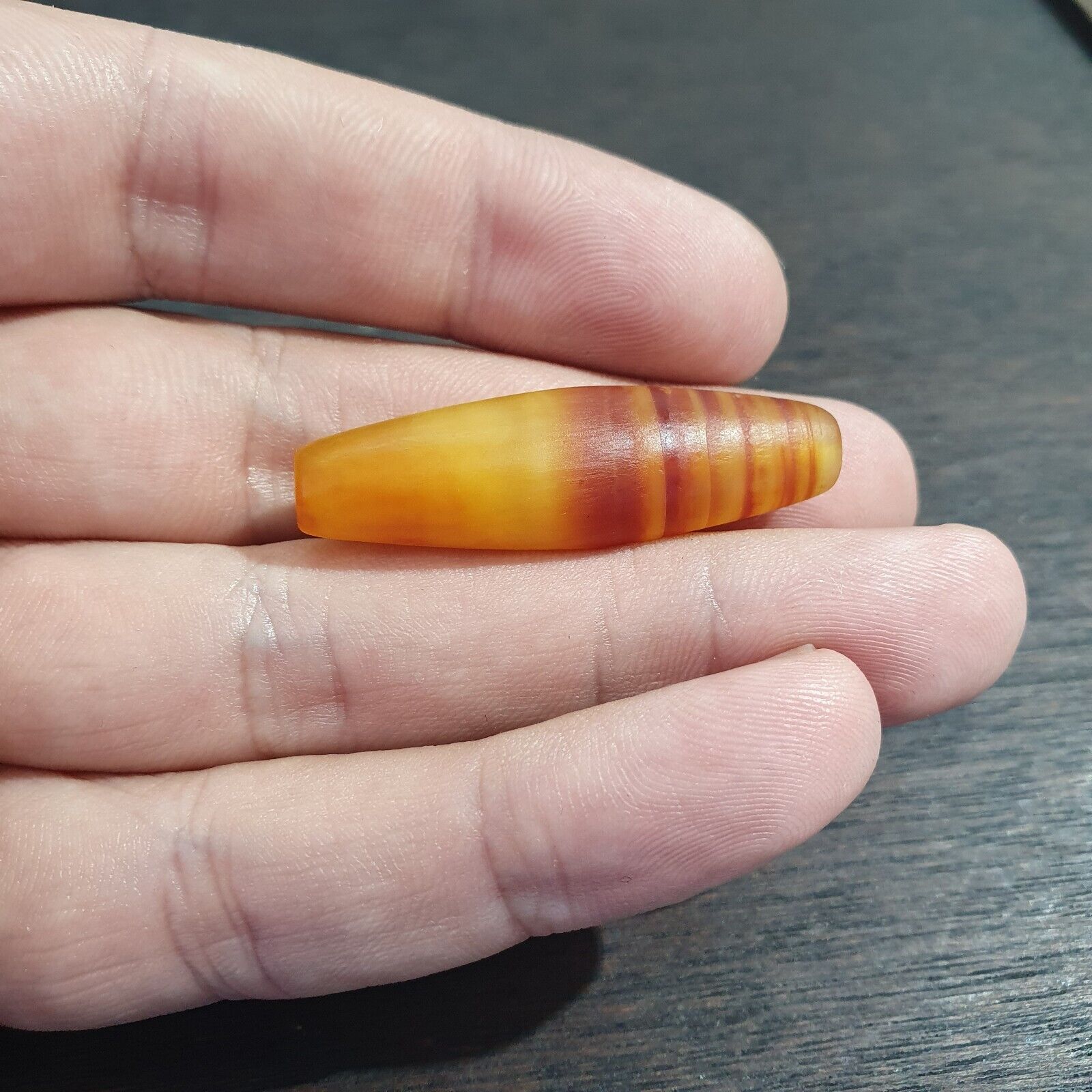 Antique Old Yemeni Eye Agate Middle Eastern Yellow Agate Bead AMD-30