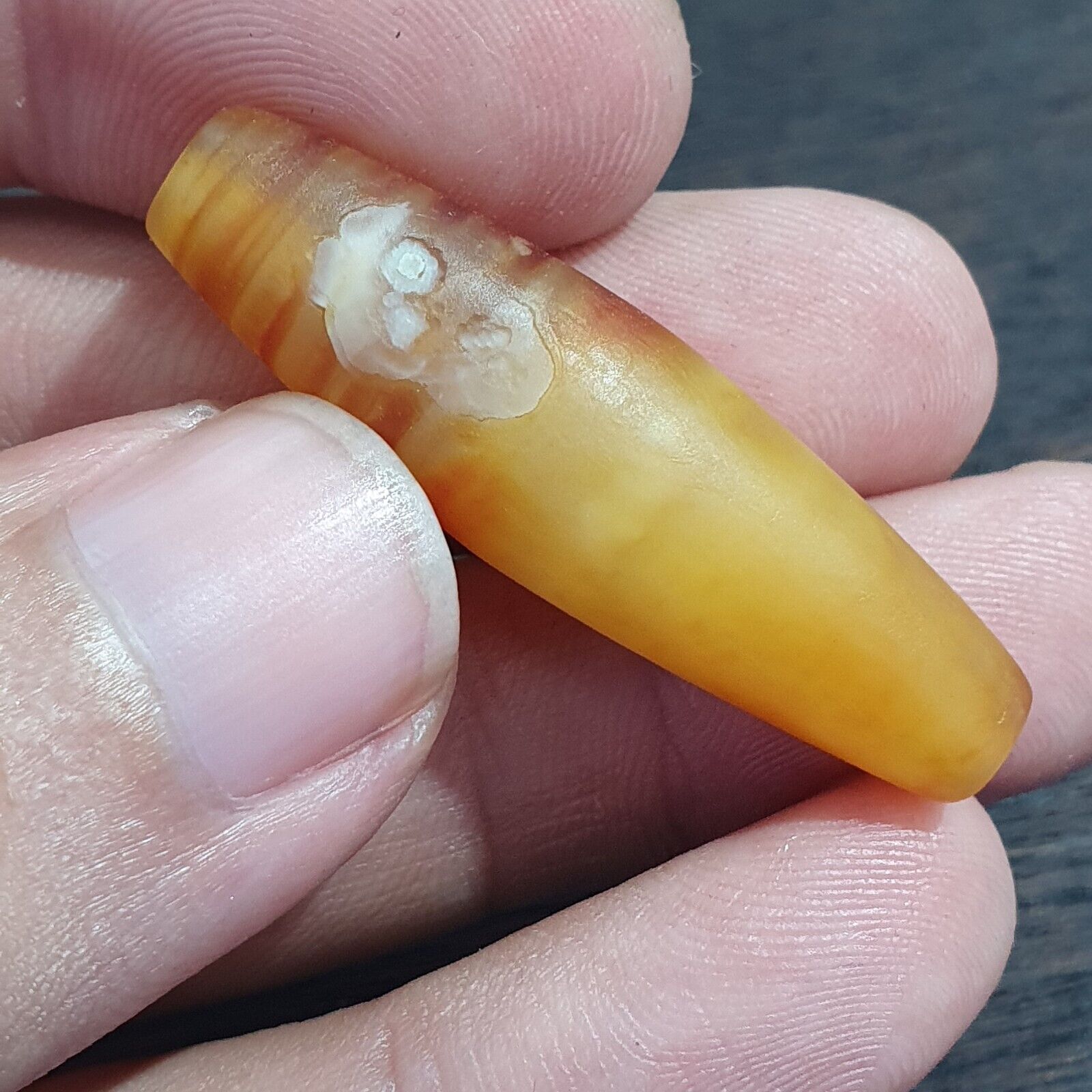 Antique Old Yemeni Eye Agate Middle Eastern Yellow Agate Bead AMD-30