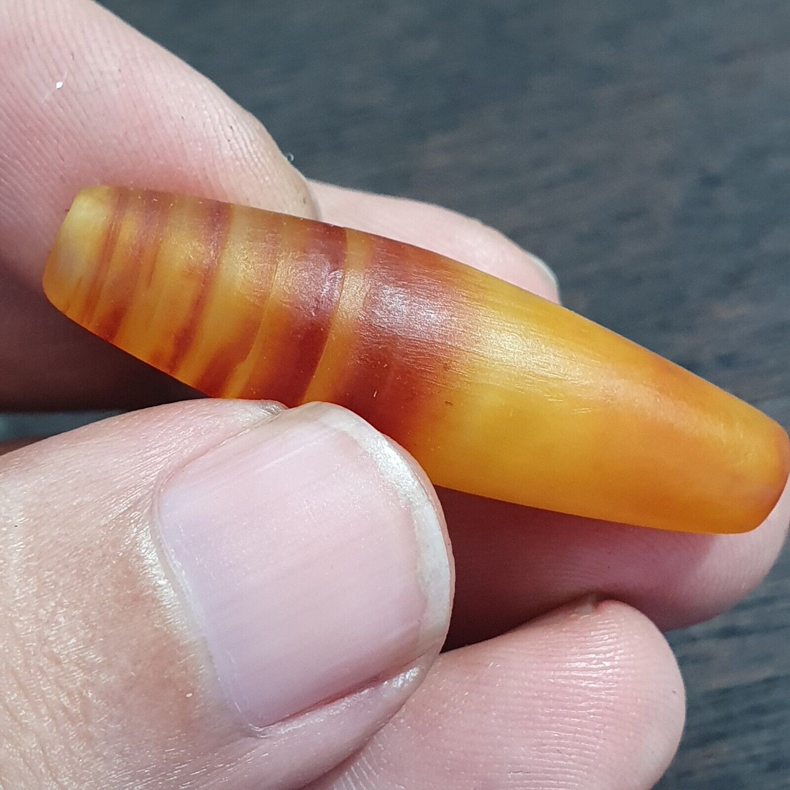 Antique Old Yemeni Eye Agate Middle Eastern Yellow Agate Bead AMD-30