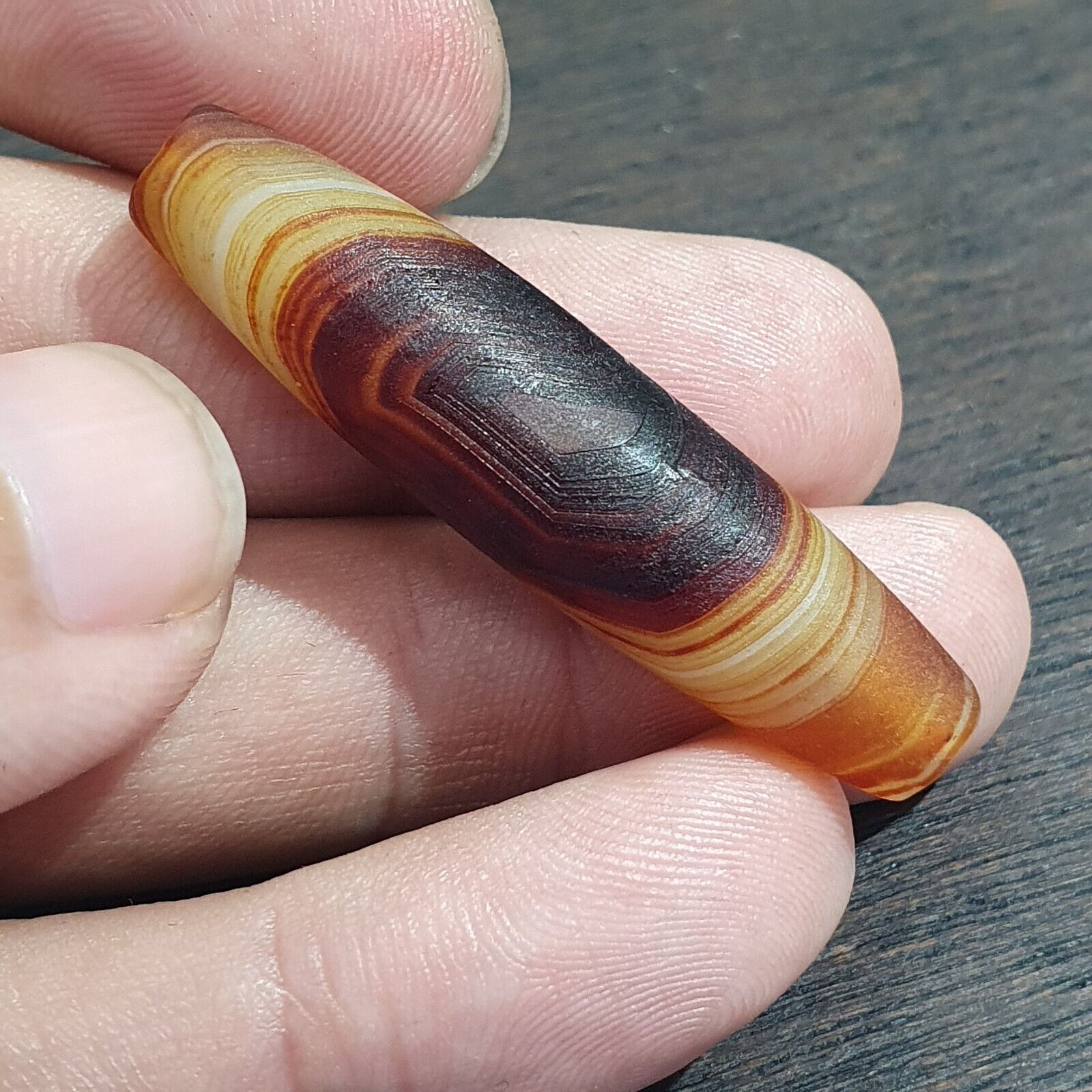 Antique Old Yemeni Eye Agate Middle Eastern Yellow Agate Bead AMD-33