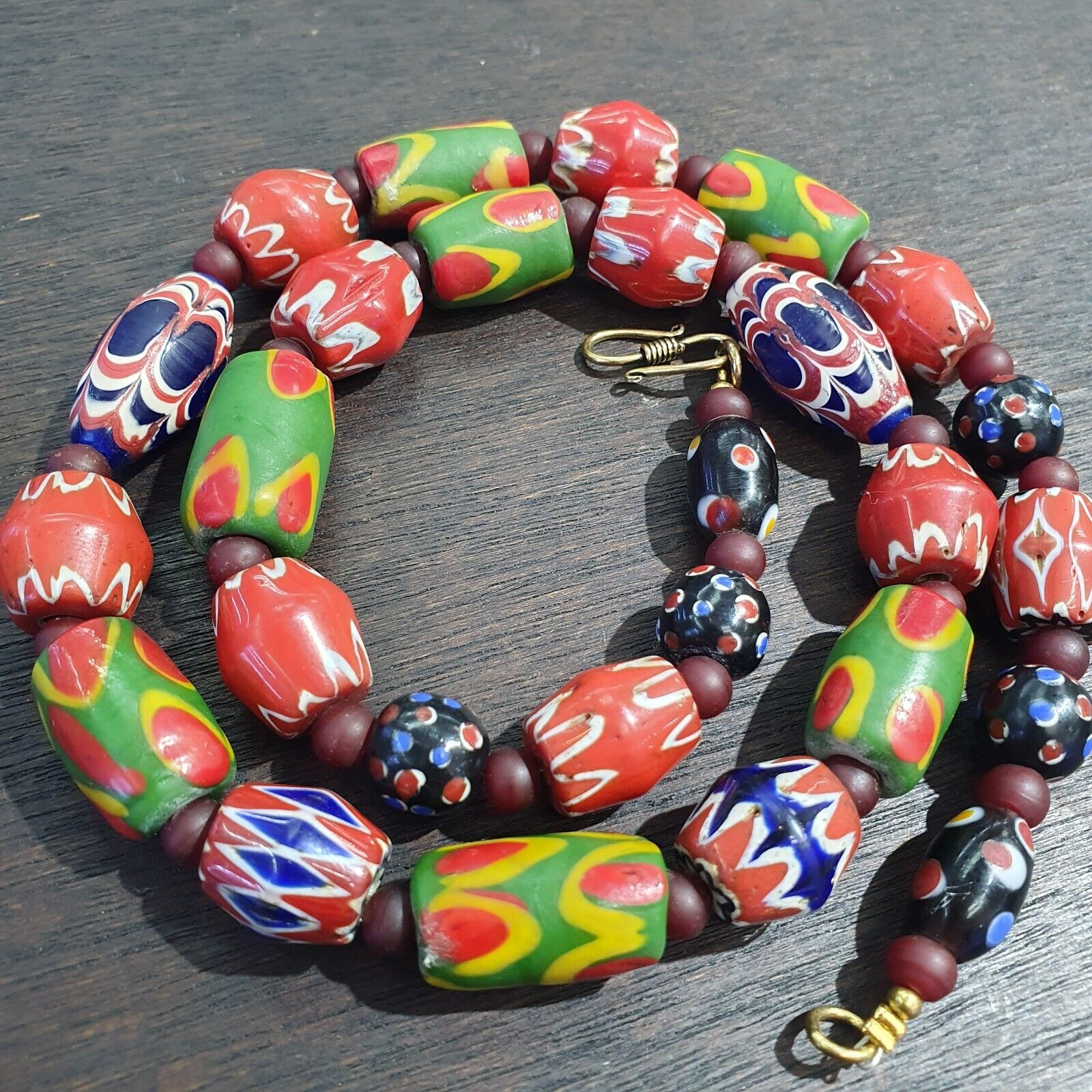 Stunning Vintage Venetian Style Old trade Glass Beads Necklace