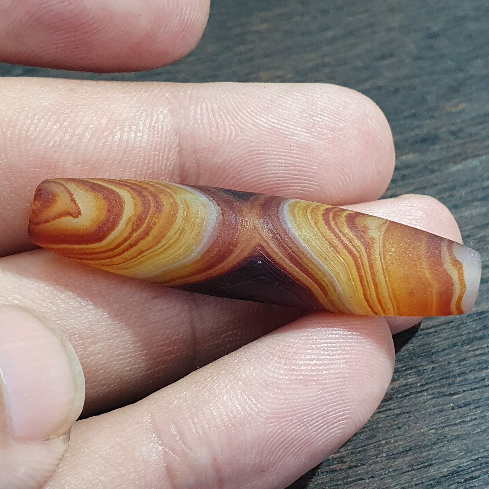 Antique Old Yemeni Eye Agate Middle Eastern Yellow Agate Bead AMD-33