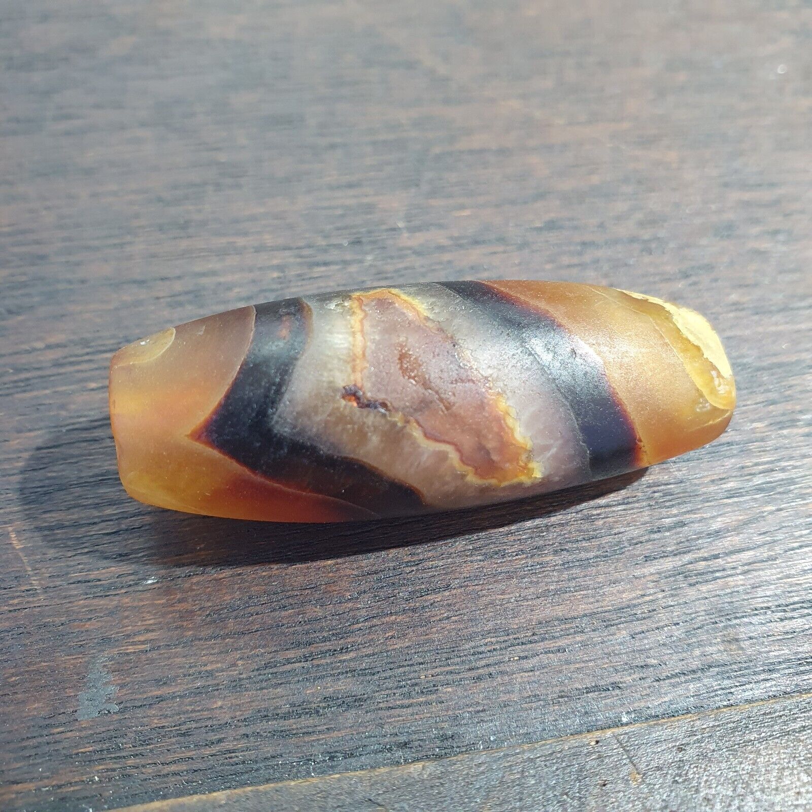 Antique Old Yemeni Eye Agate Middle Eastern Yellow Agate Bead AMD-34