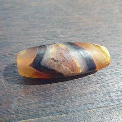 Antique Old Yemeni Eye Agate Middle Eastern Yellow Agate Bead AMD-34