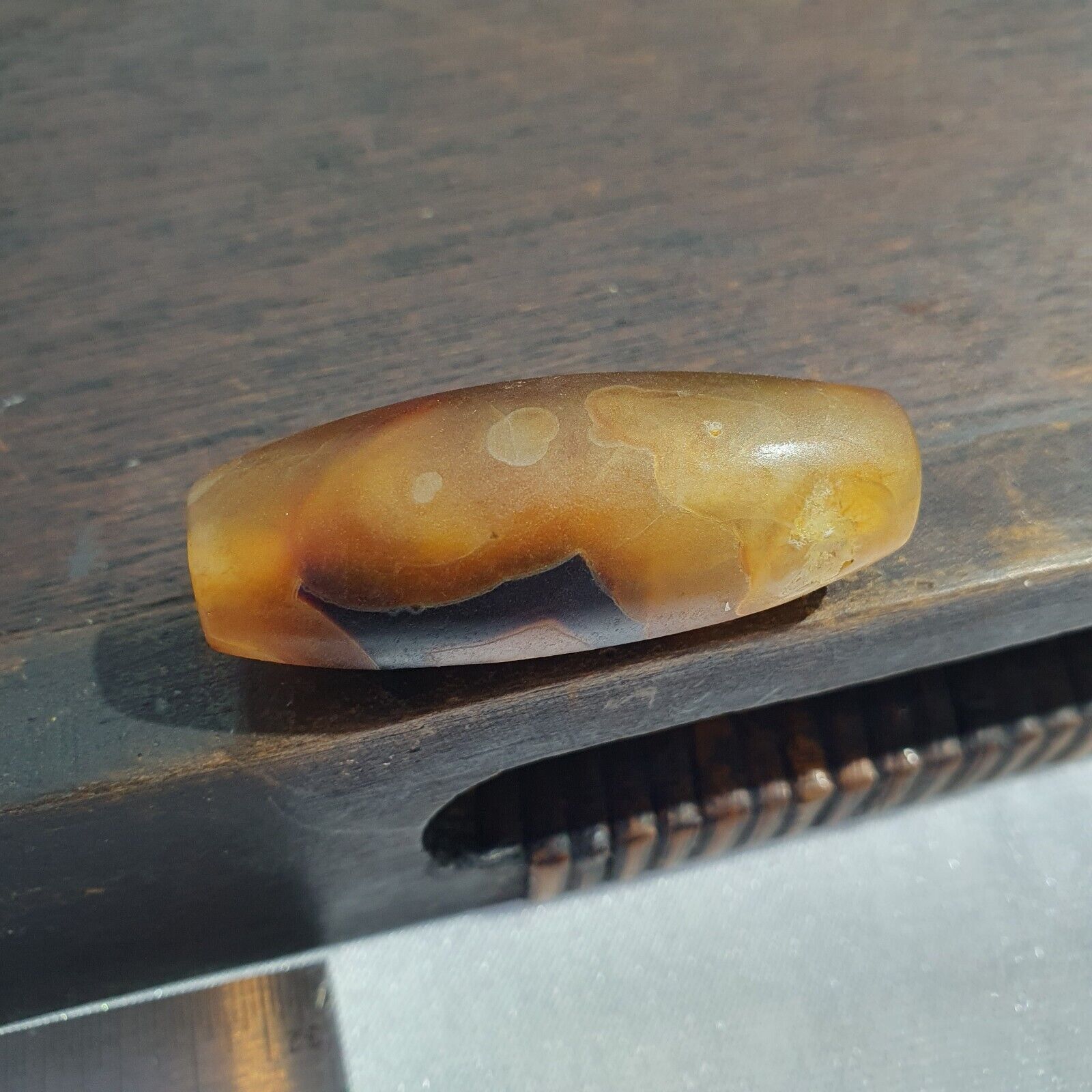 Antique Old Yemeni Eye Agate Middle Eastern Yellow Agate Bead AMD-34