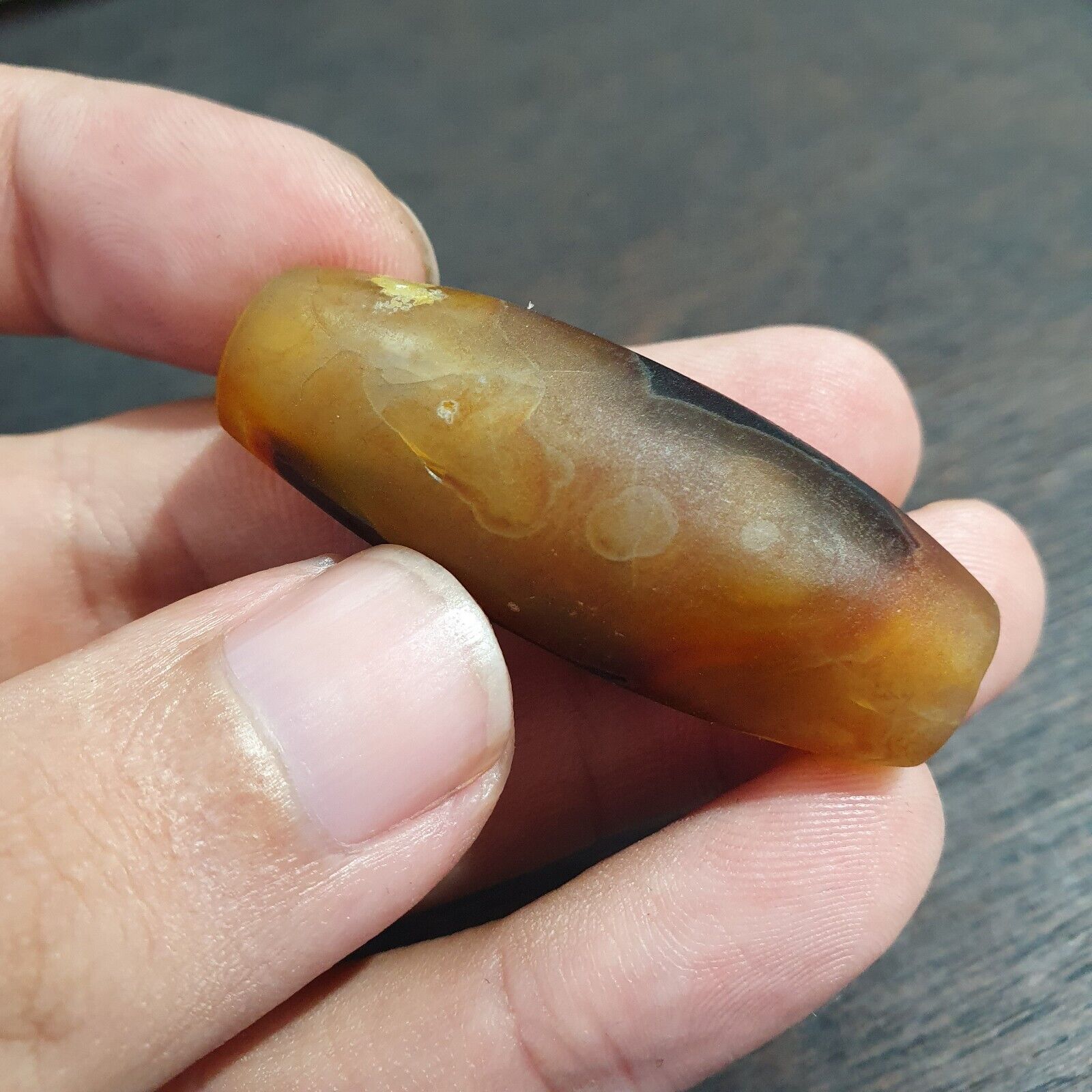 Antique Old Yemeni Eye Agate Middle Eastern Yellow Agate Bead AMD-34