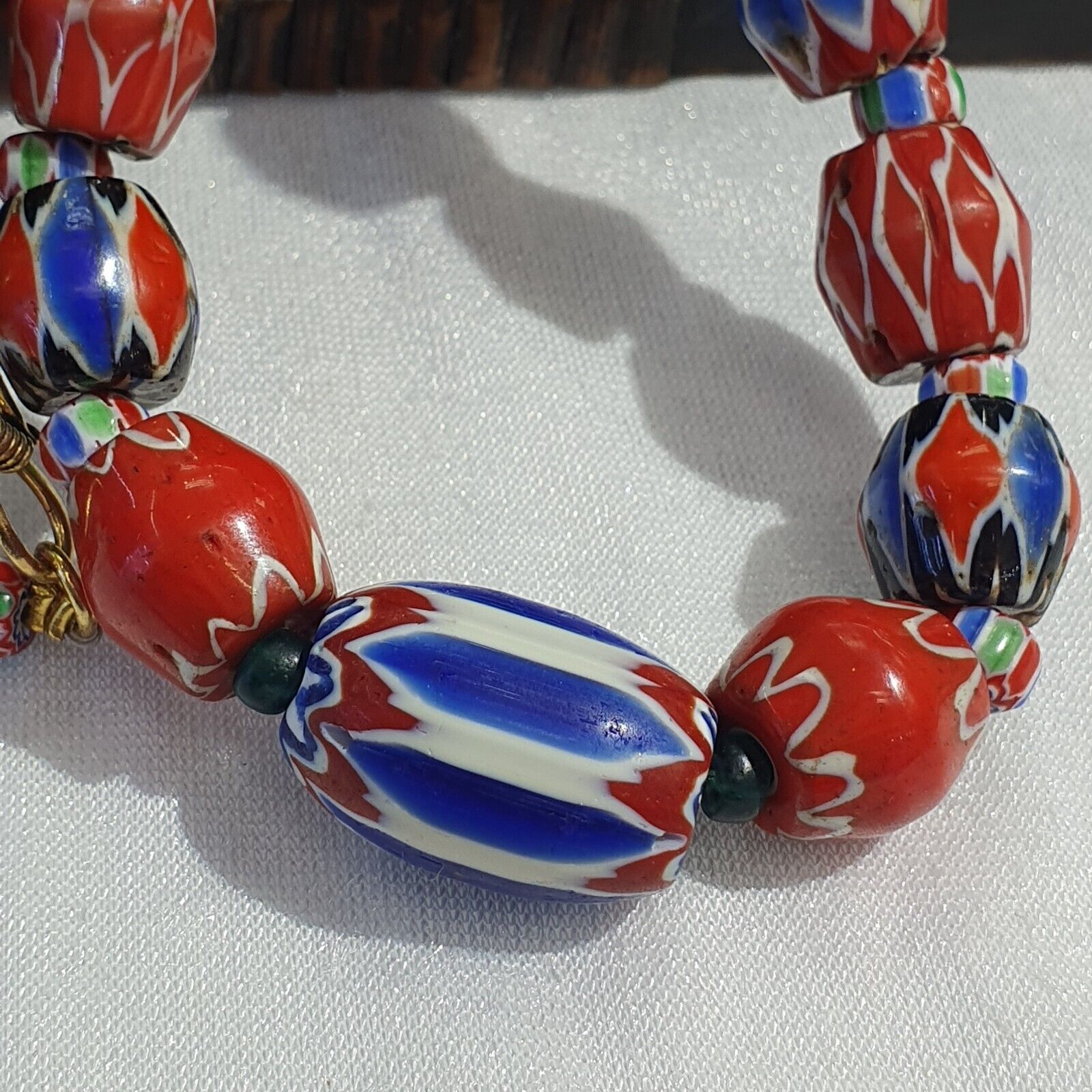 Vintage Venetian African Style Chevrons, Eye Glass Beads Necklace N-46