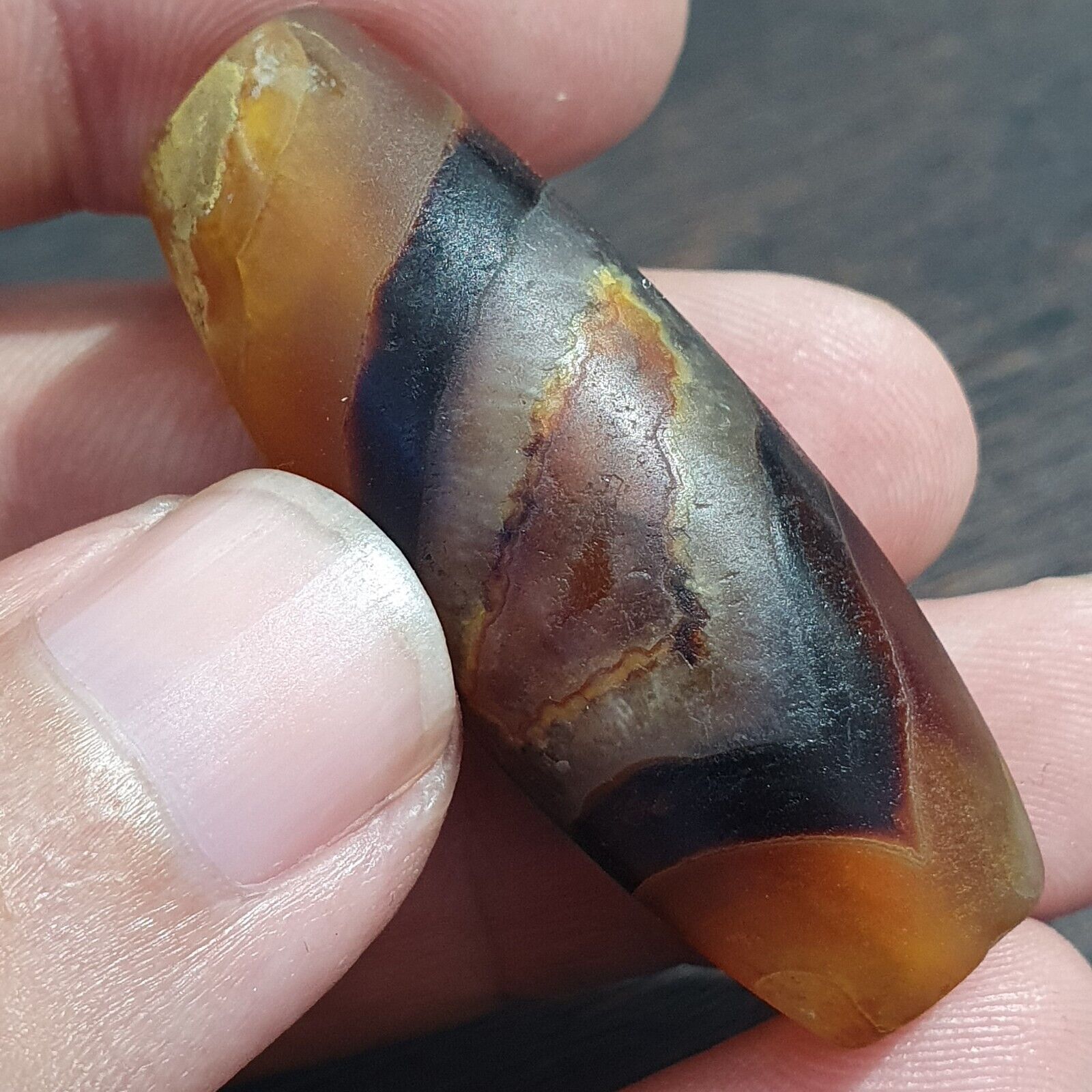 Antique Old Yemeni Eye Agate Middle Eastern Yellow Agate Bead AMD-34