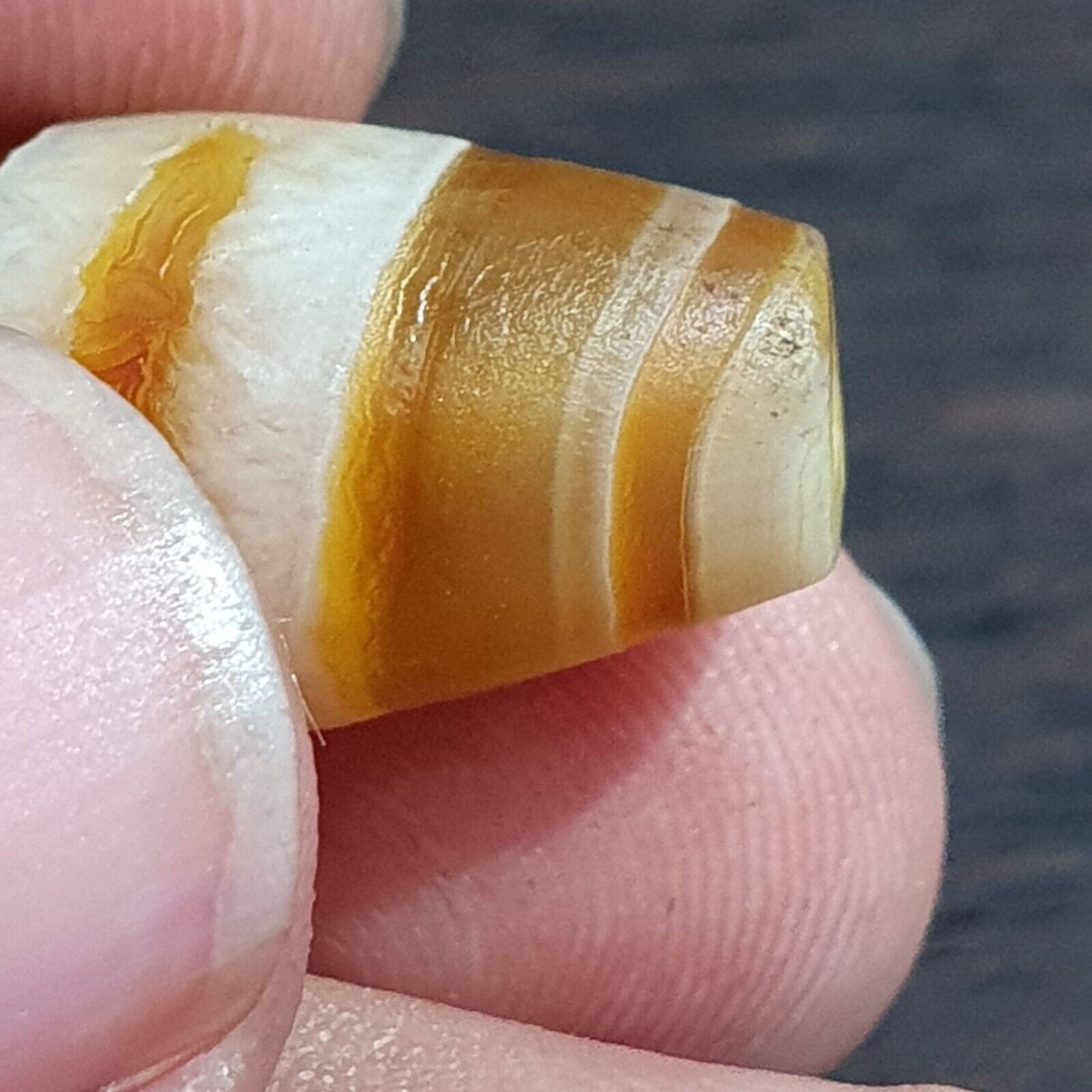 Antique Old Yemeni Eye Agate Middle Eastern Yellow Agate Bead AMD-32