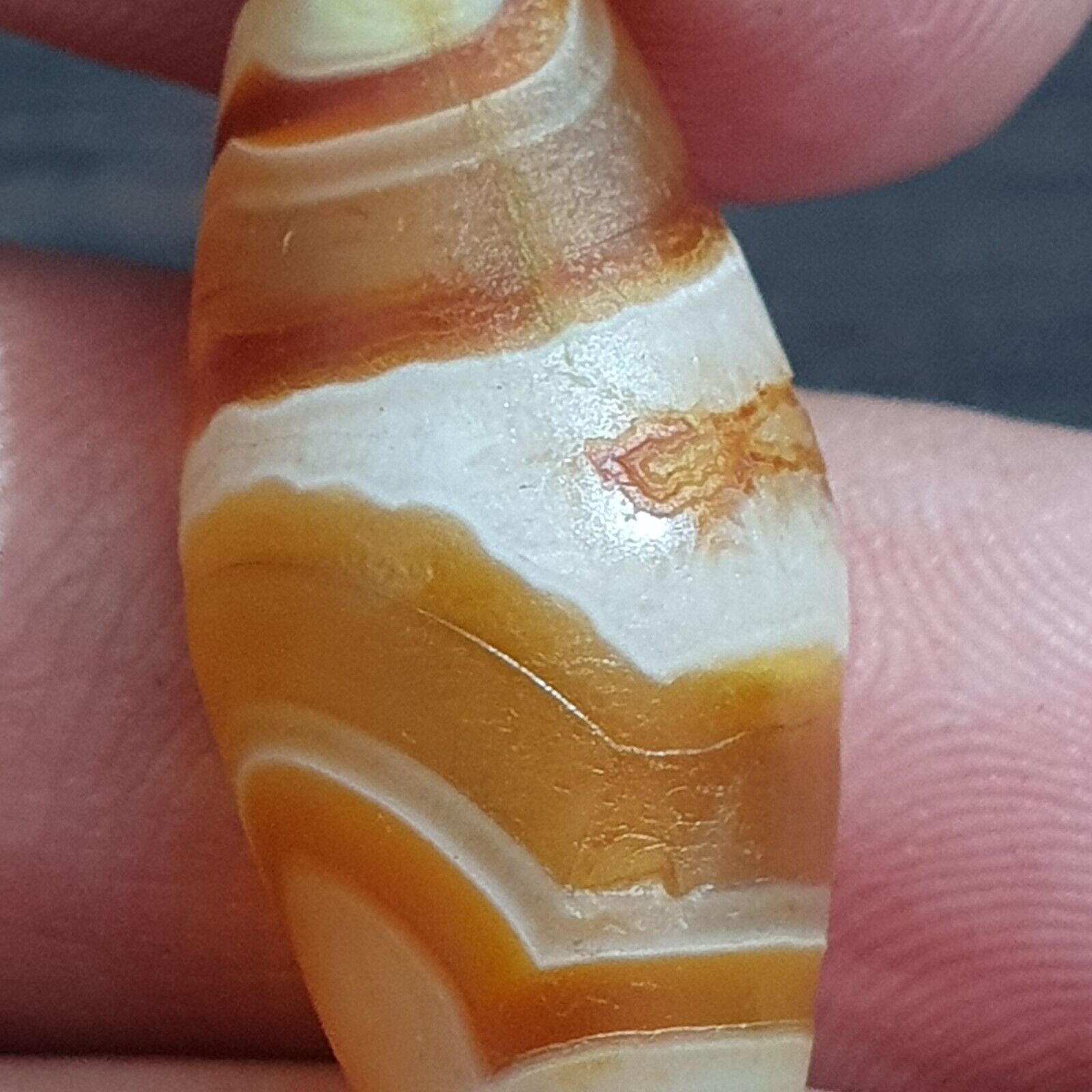 Antique Old Yemeni Eye Agate Middle Eastern Yellow Agate Bead AMD-32