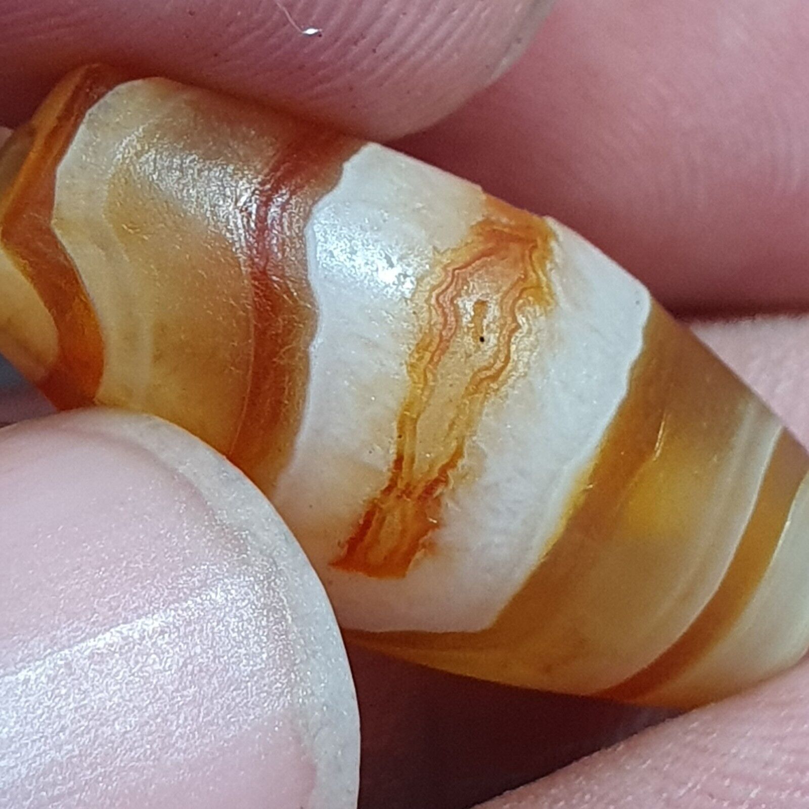 Antique Old Yemeni Eye Agate Middle Eastern Yellow Agate Bead AMD-32