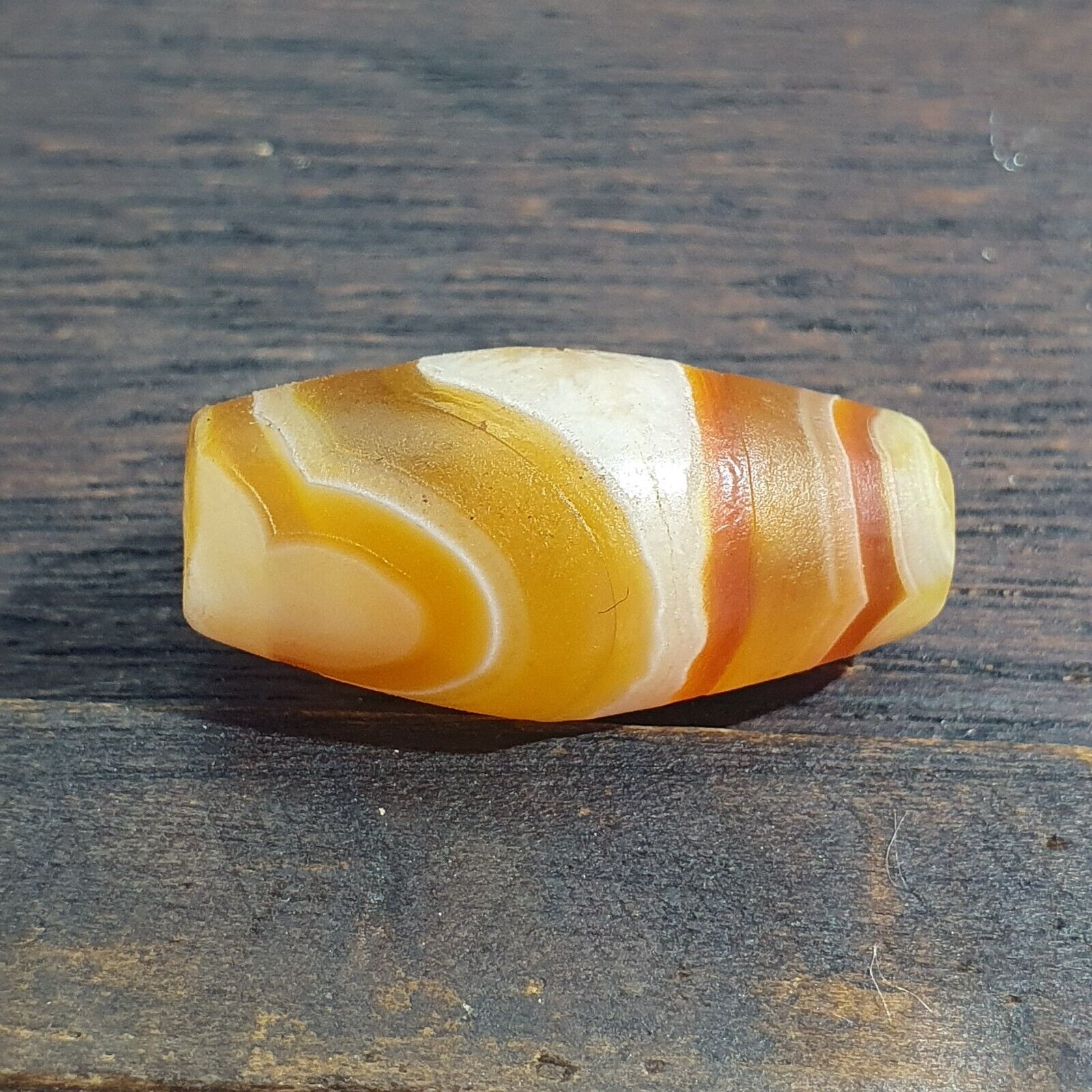 Antique Old Yemeni Eye Agate Middle Eastern Yellow Agate Bead AMD-32