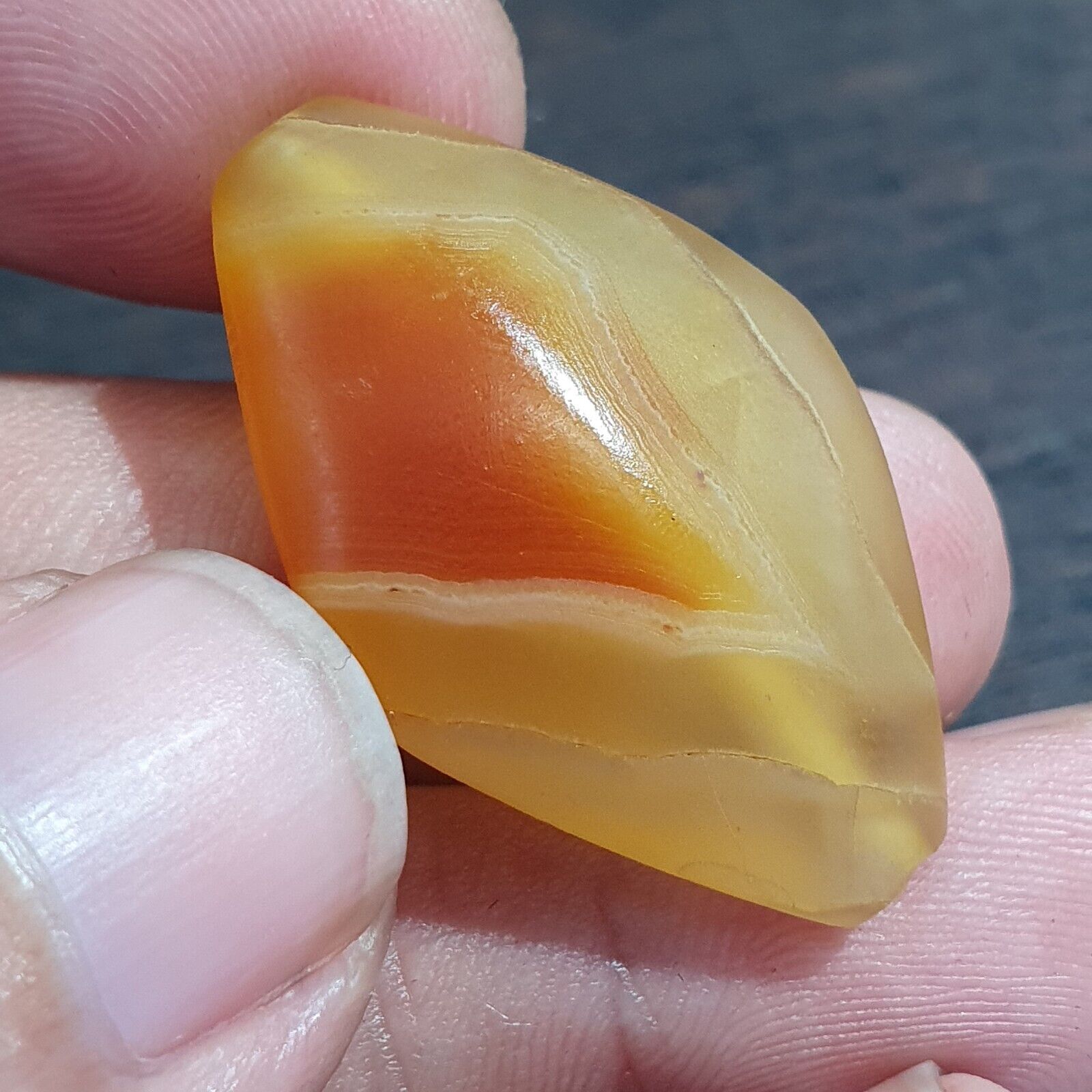 Antique Old Yemeni Eye Agate Middle Eastern Yellow Agate Bead AMD-30