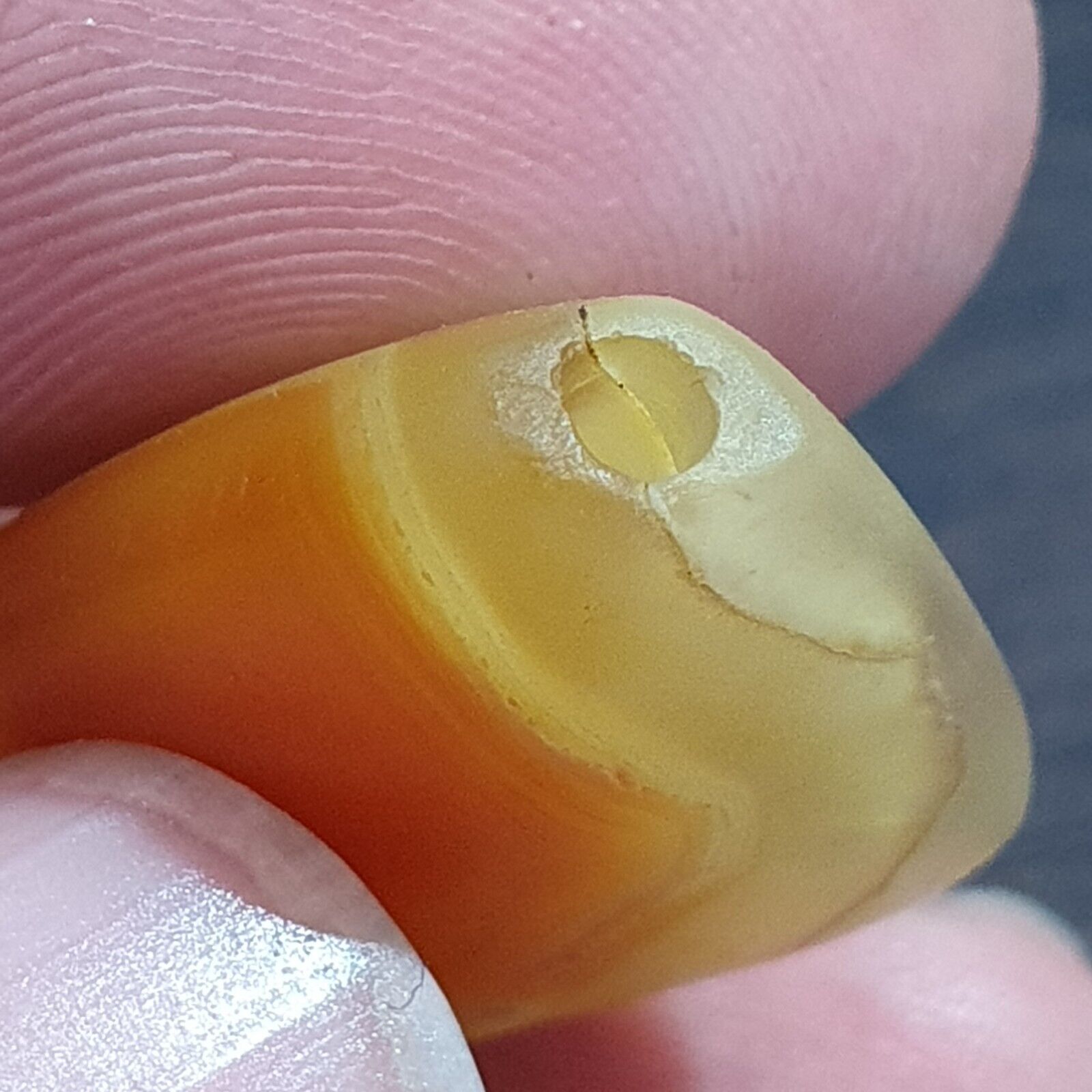Antique Old Yemeni Eye Agate Middle Eastern Yellow Agate Bead AMD-30