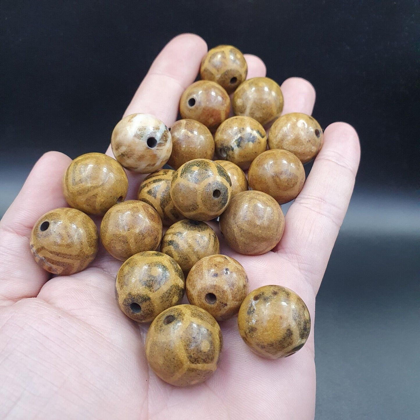 Südasiatische burmesische Antiquitäten Pumtek Pyu Perlen 20mm Lot 20 Perlen