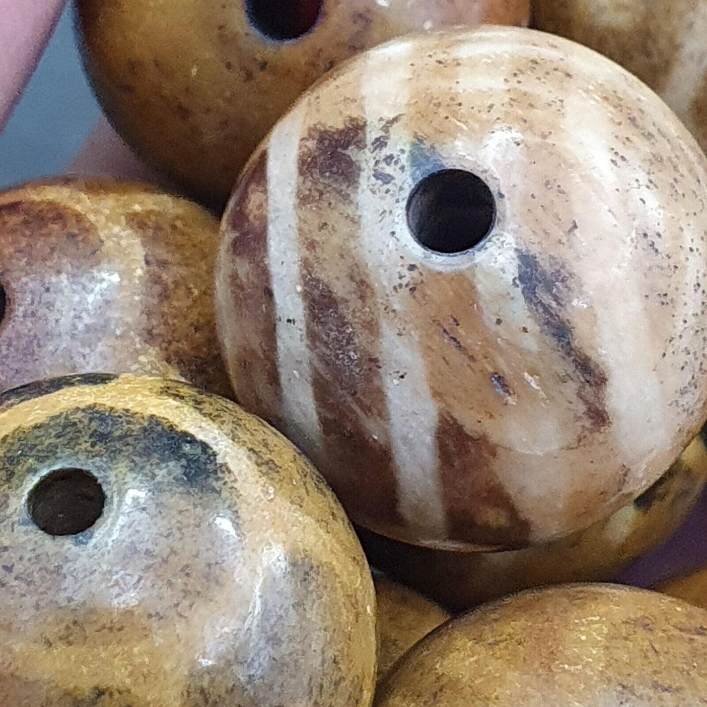 Südasiatische burmesische Antiquitäten Pumtek Pyu Perlen 20mm Lot 20 Perlen