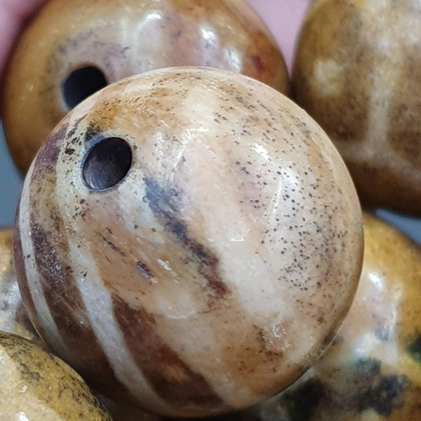 Südasiatische burmesische Antiquitäten Pumtek Pyu Perlen 20mm Lot 20 Perlen